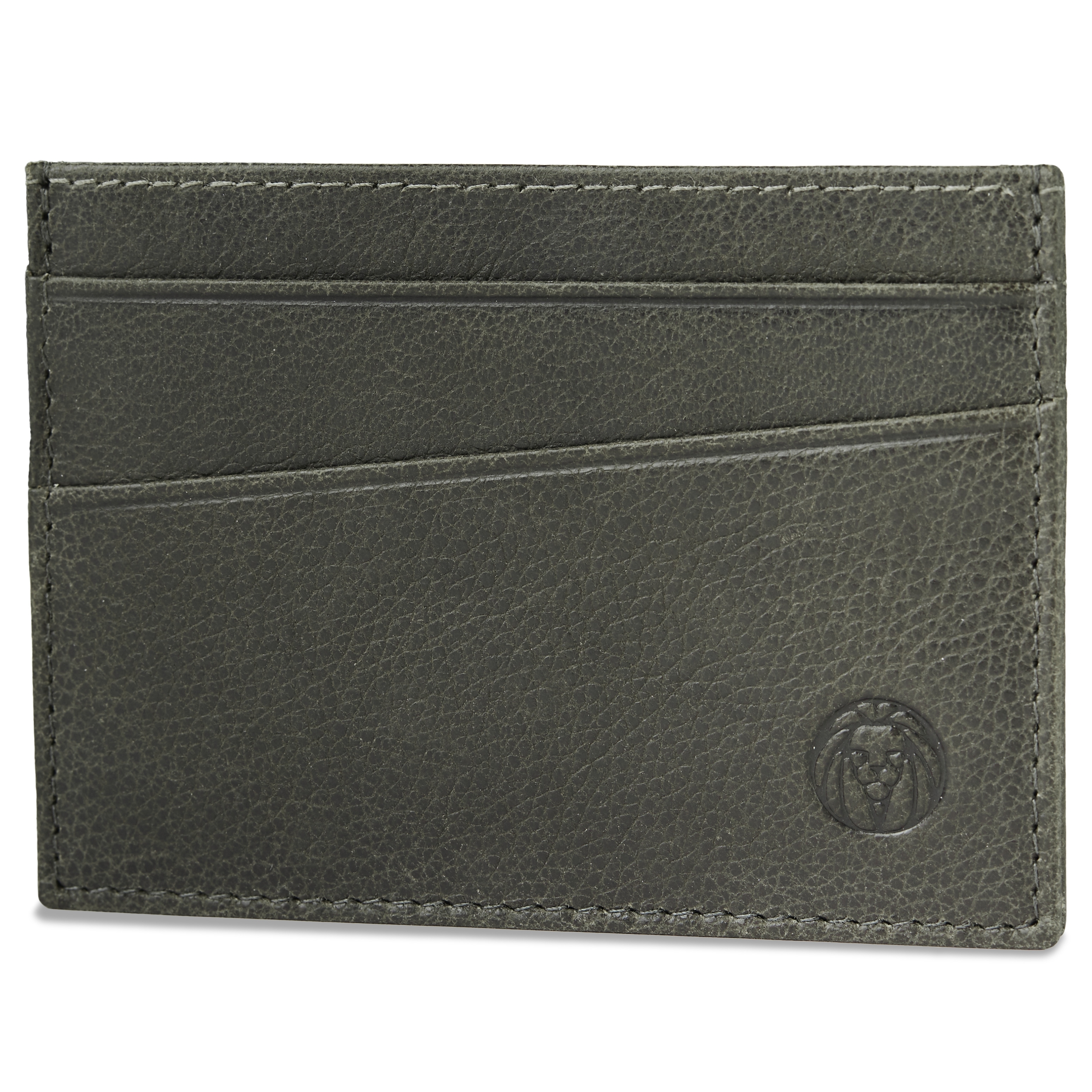 Brązowo-szare skórzane mini etui na karty RFID Licio - 1