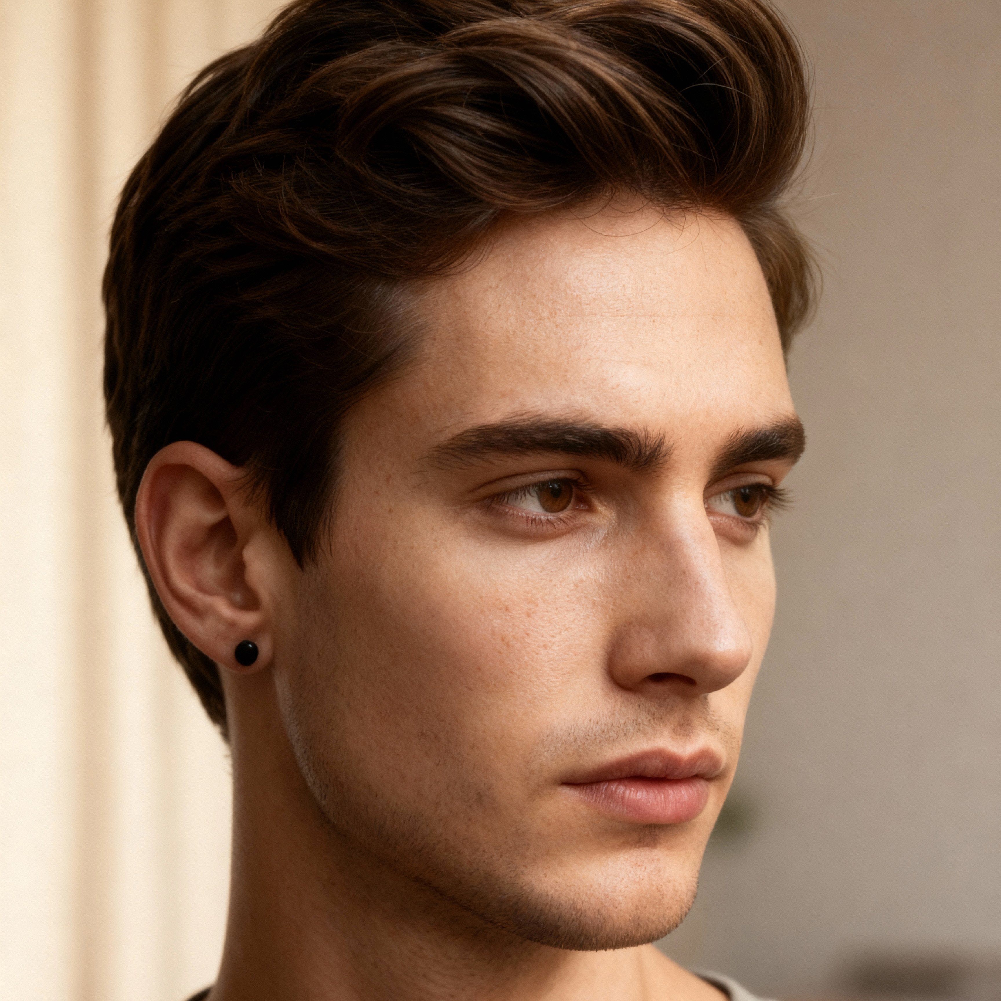 6mm Black Magnetic Stud Earring - 2