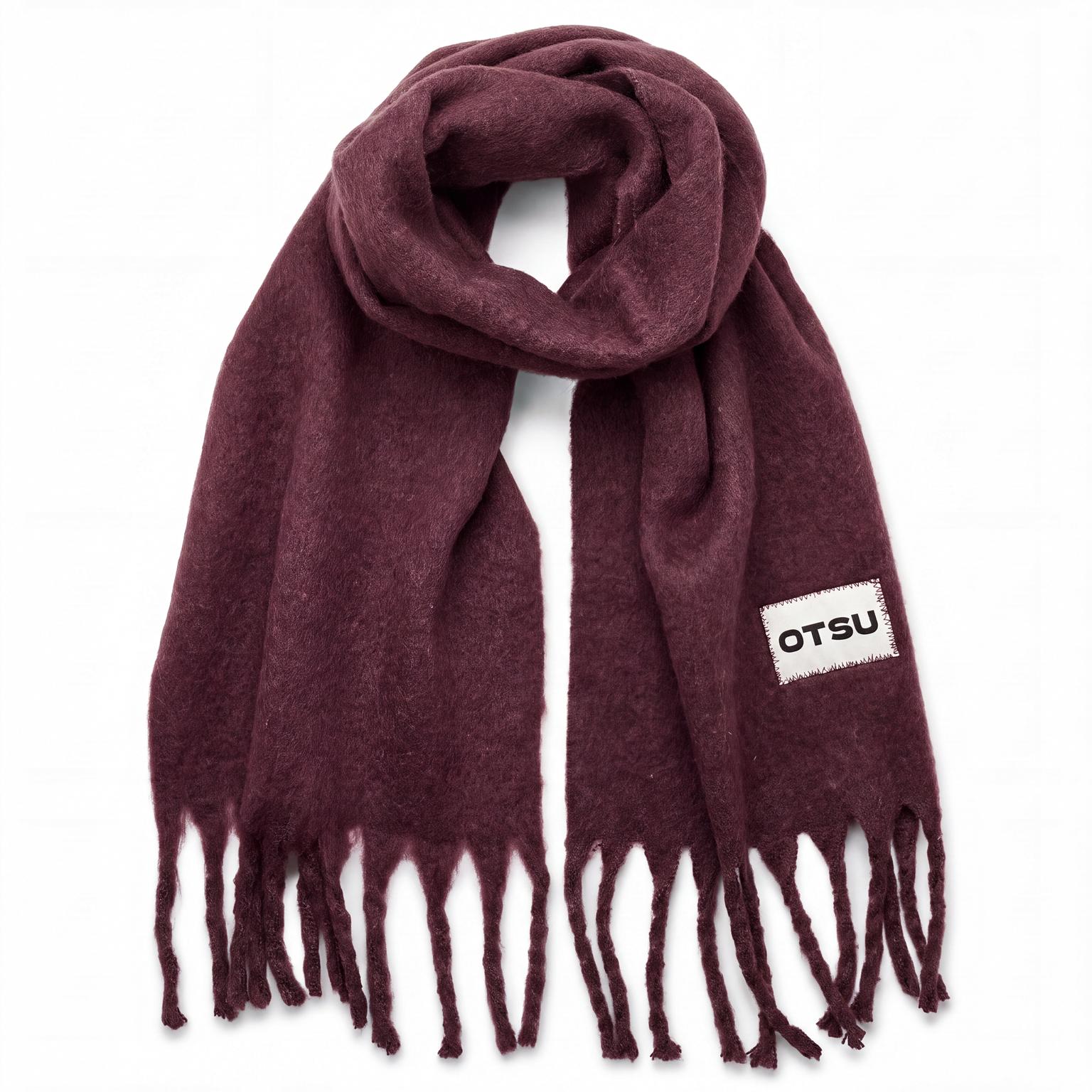 Sleet | Dark Plum Fringed Brushed Wool Blend Scarf Sleet | Dark Plum Fringed Brushed Wool Blend Scarf