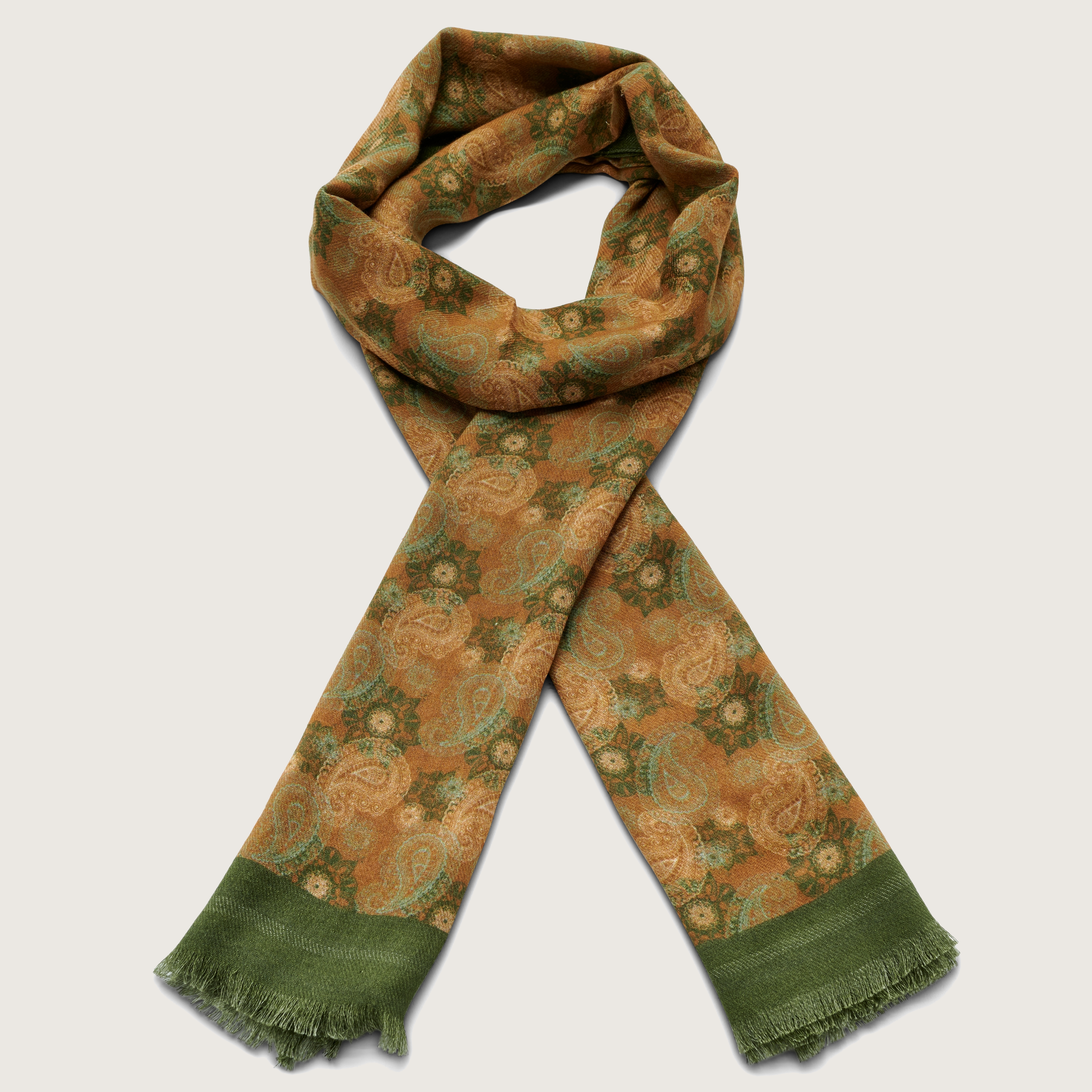 Green and orange Silk Scarf Tarz Scarf - Shaded Green & Orange – Manto main image 3