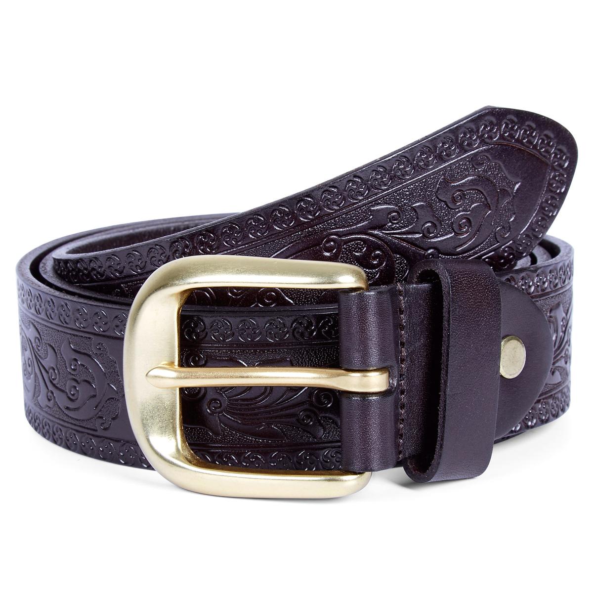 Cintura Scozzese In Pelle Scolpita Campbells Kilts - Larga 2.25" Vita Regolabile - Nero - Foto 2