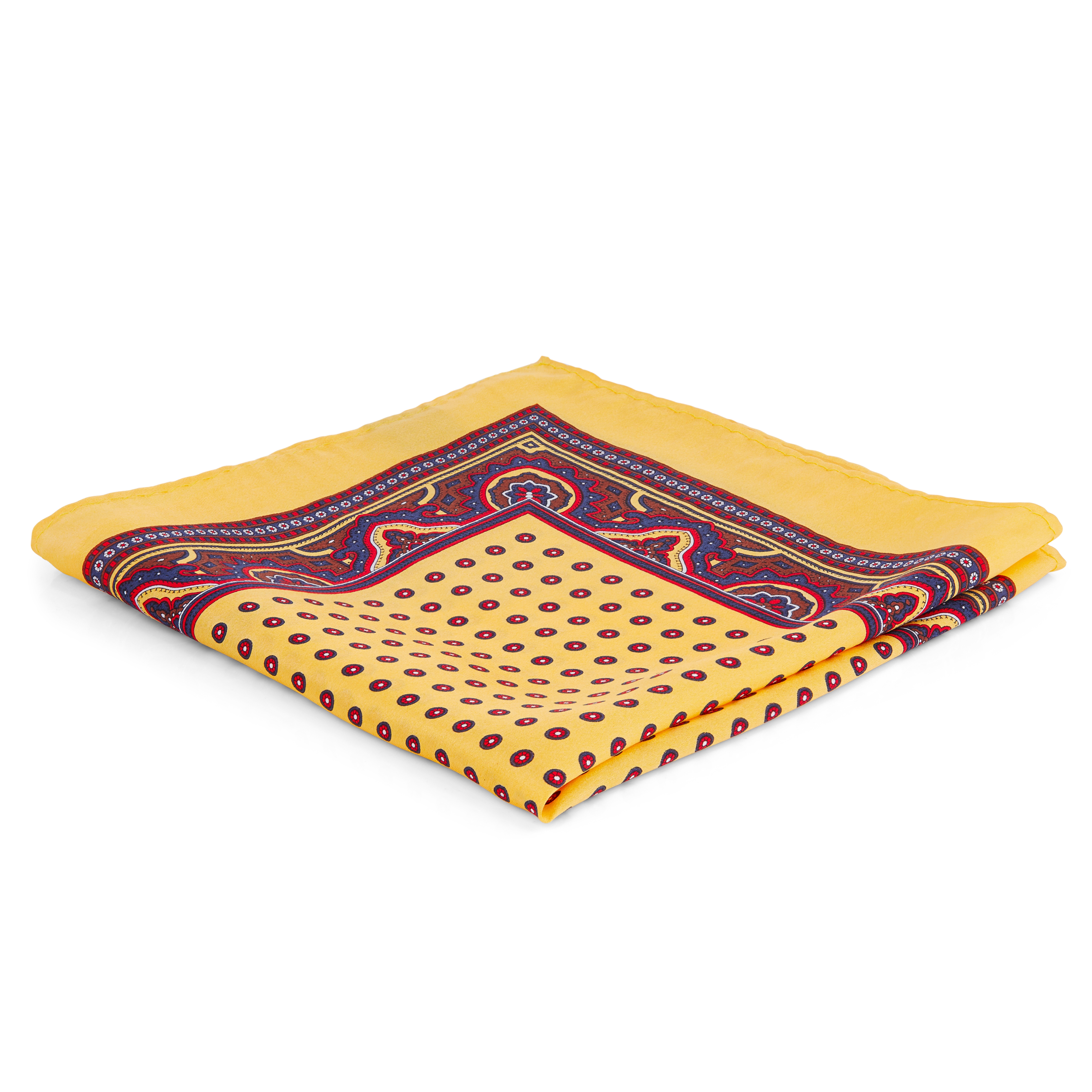 Gult Lommetørkle med Innrammet Blomstermønster - 1