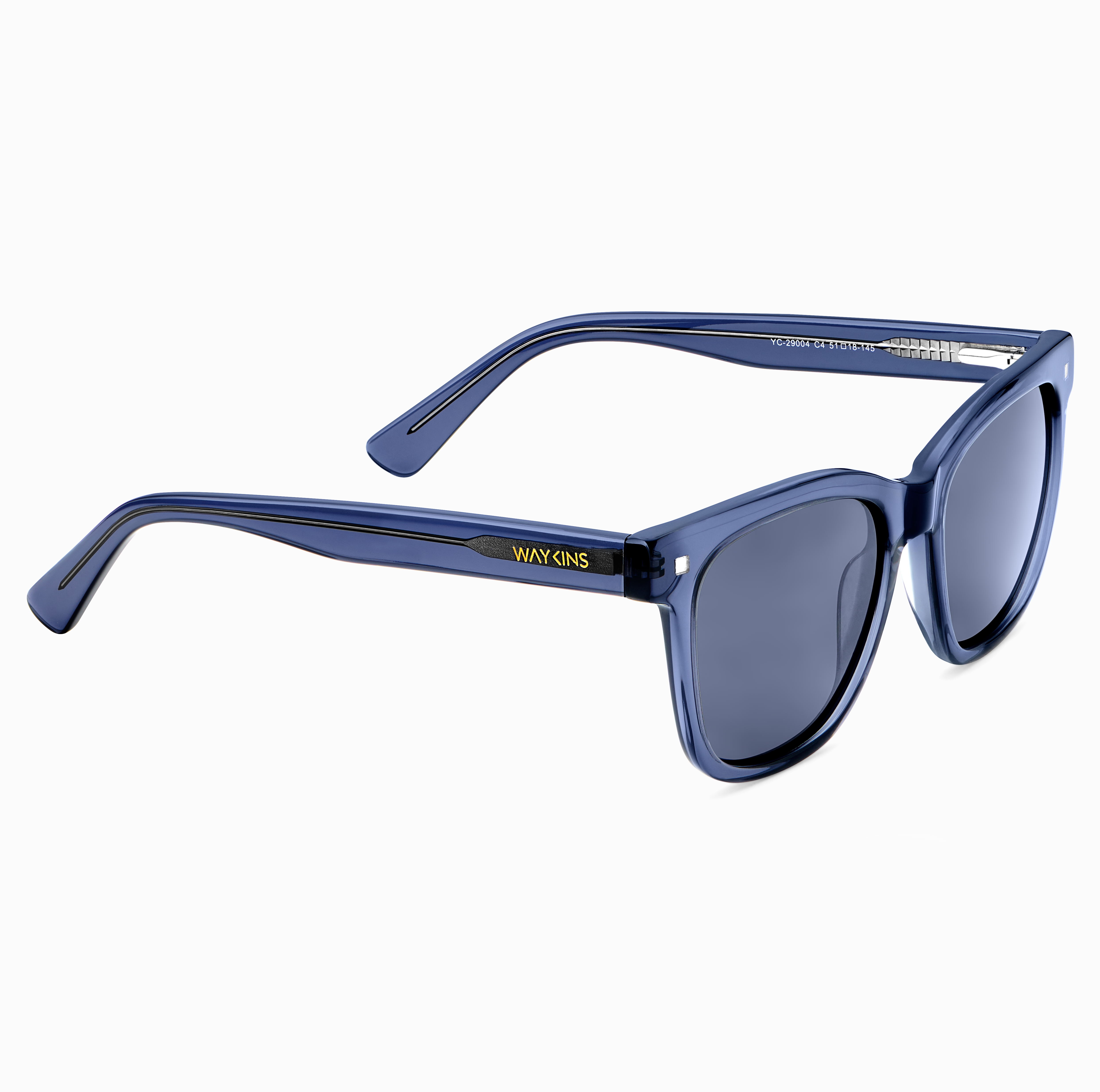 Óculos de Sol Retro Polarizados Esfumados Azuis Semitransparentes - 3