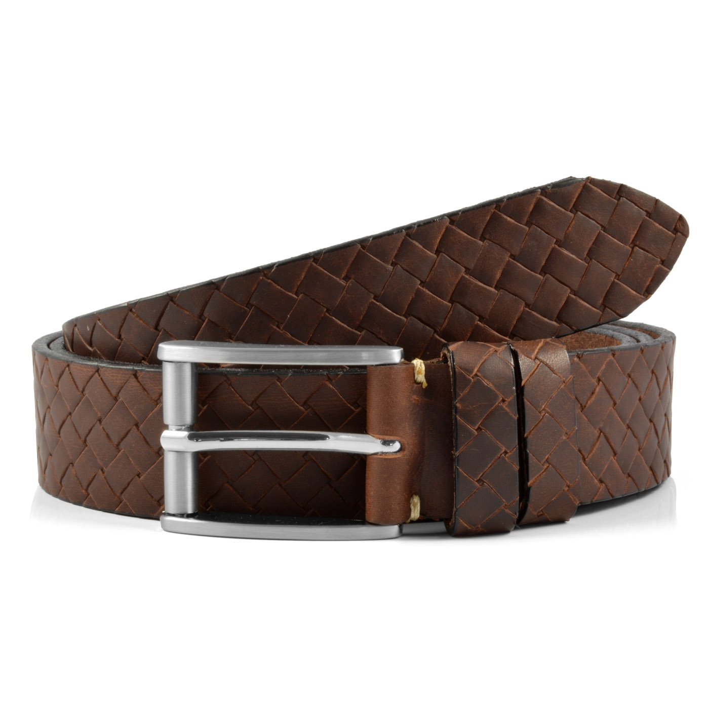 Temno rjav pleten klasičen pas - 1