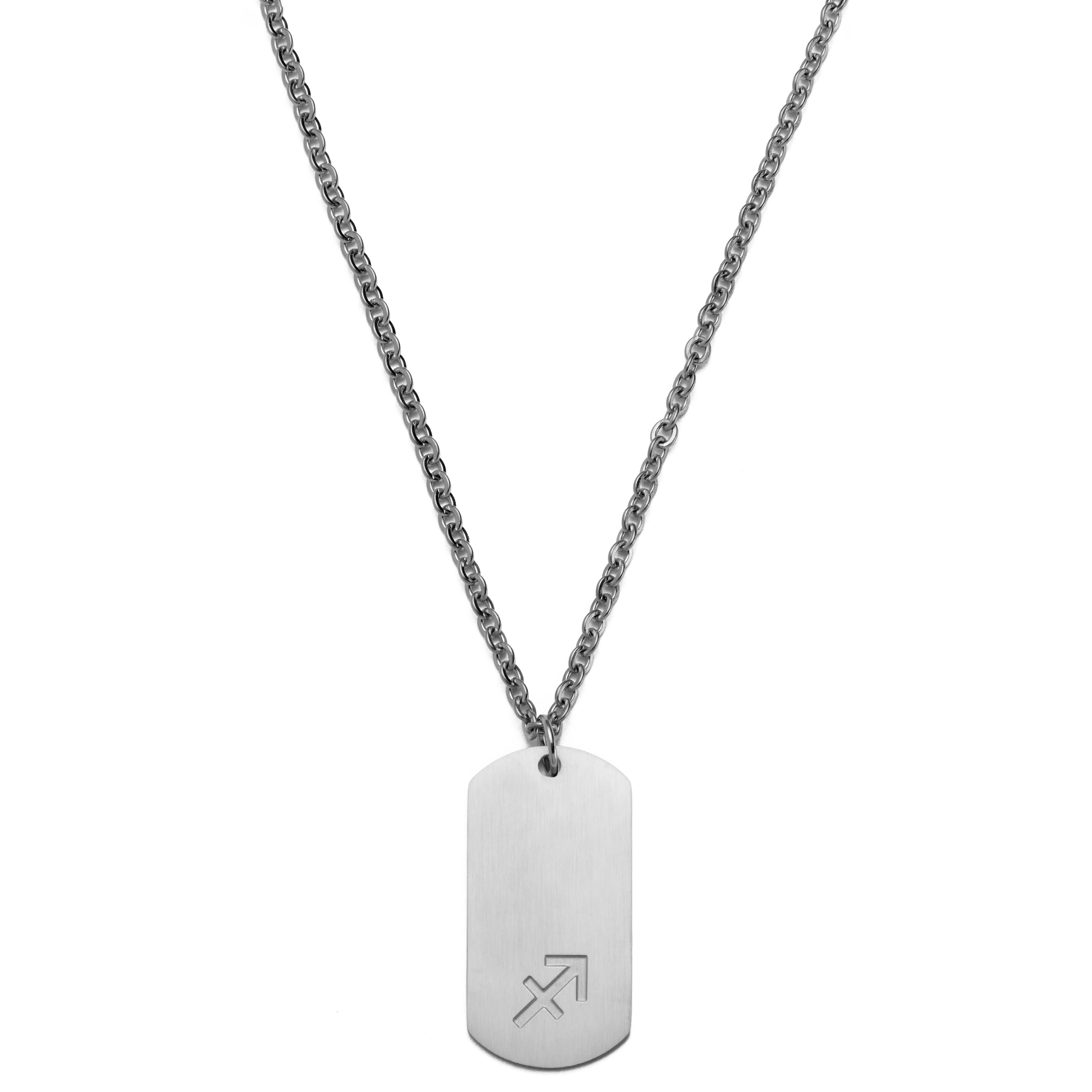 Ocelový náhrdelník hvězdného znamení Střelec ve stříbrné barvě 