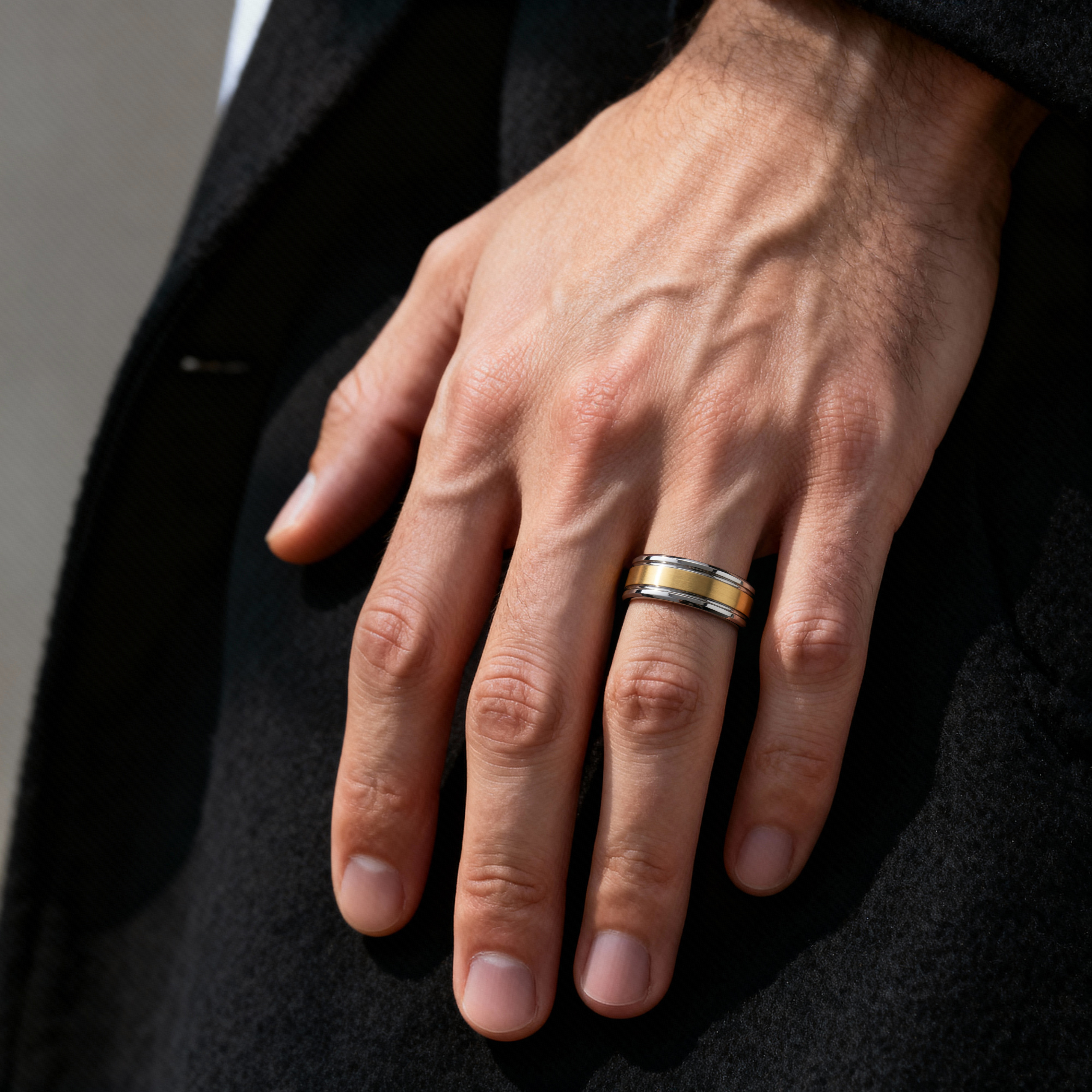 Terra | 8 mm Silver-Tone & Gold-Tone Tungsten Carbide Ring - 2