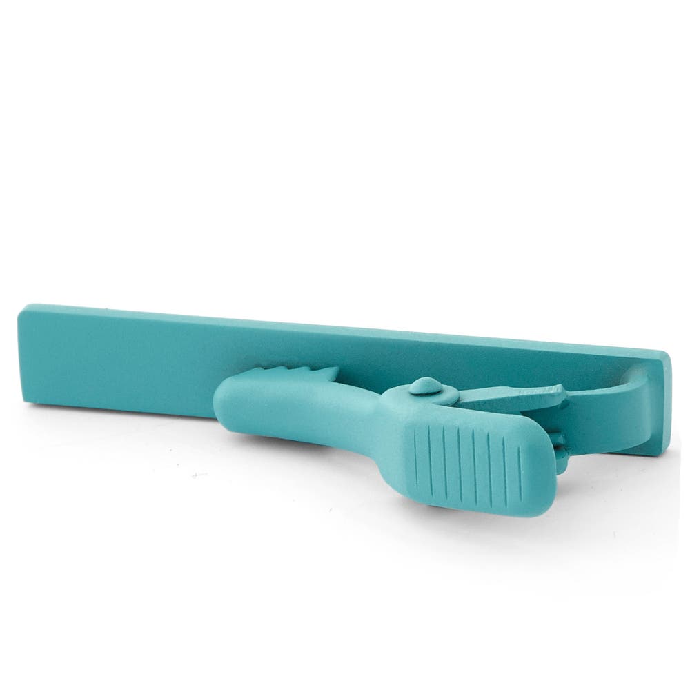 hover: Short Turquoise Square Tie Clip hover: Short Turquoise Square Tie Clip