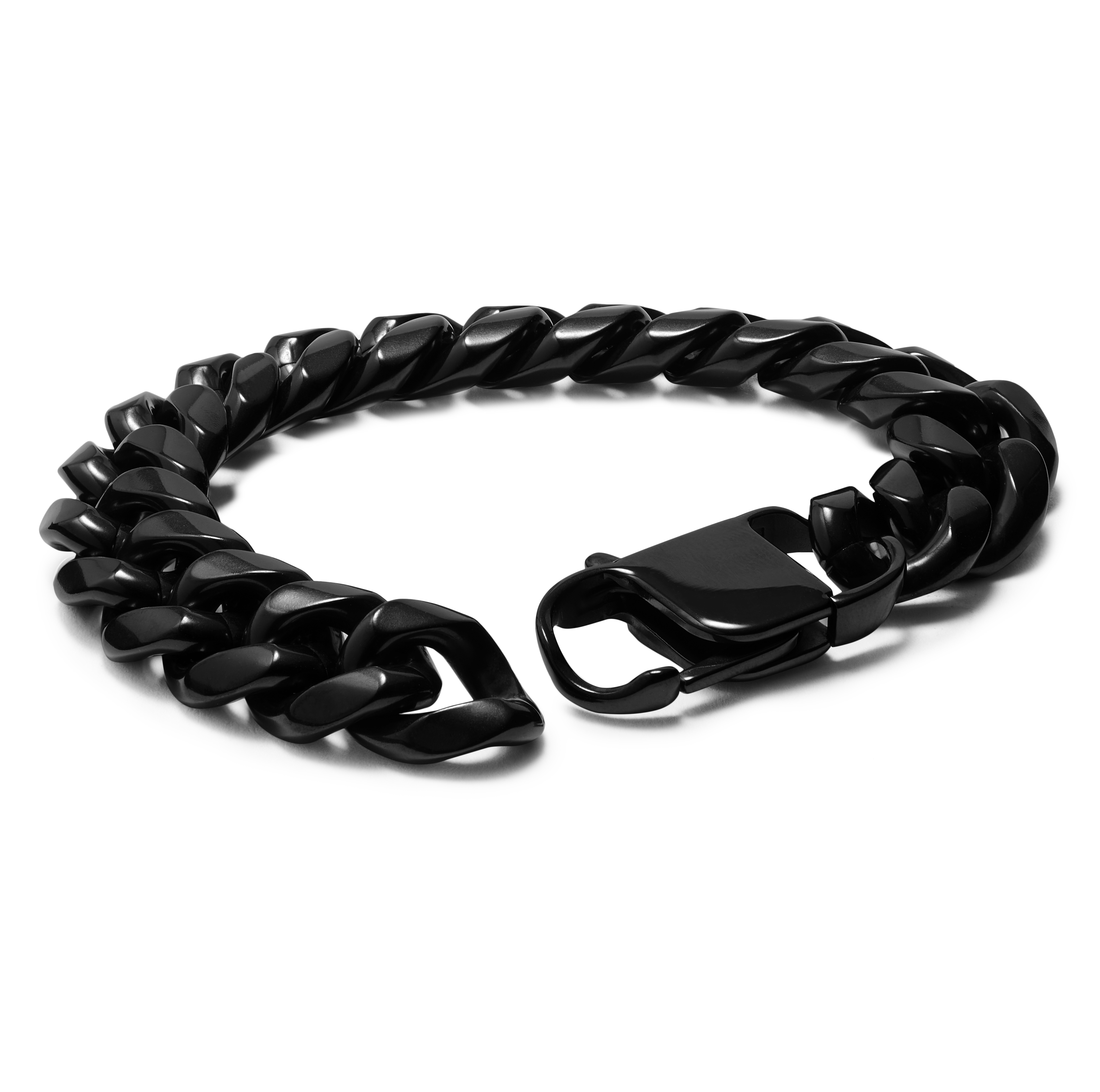 14mm Kædearmbånd i Sort Stål - 2