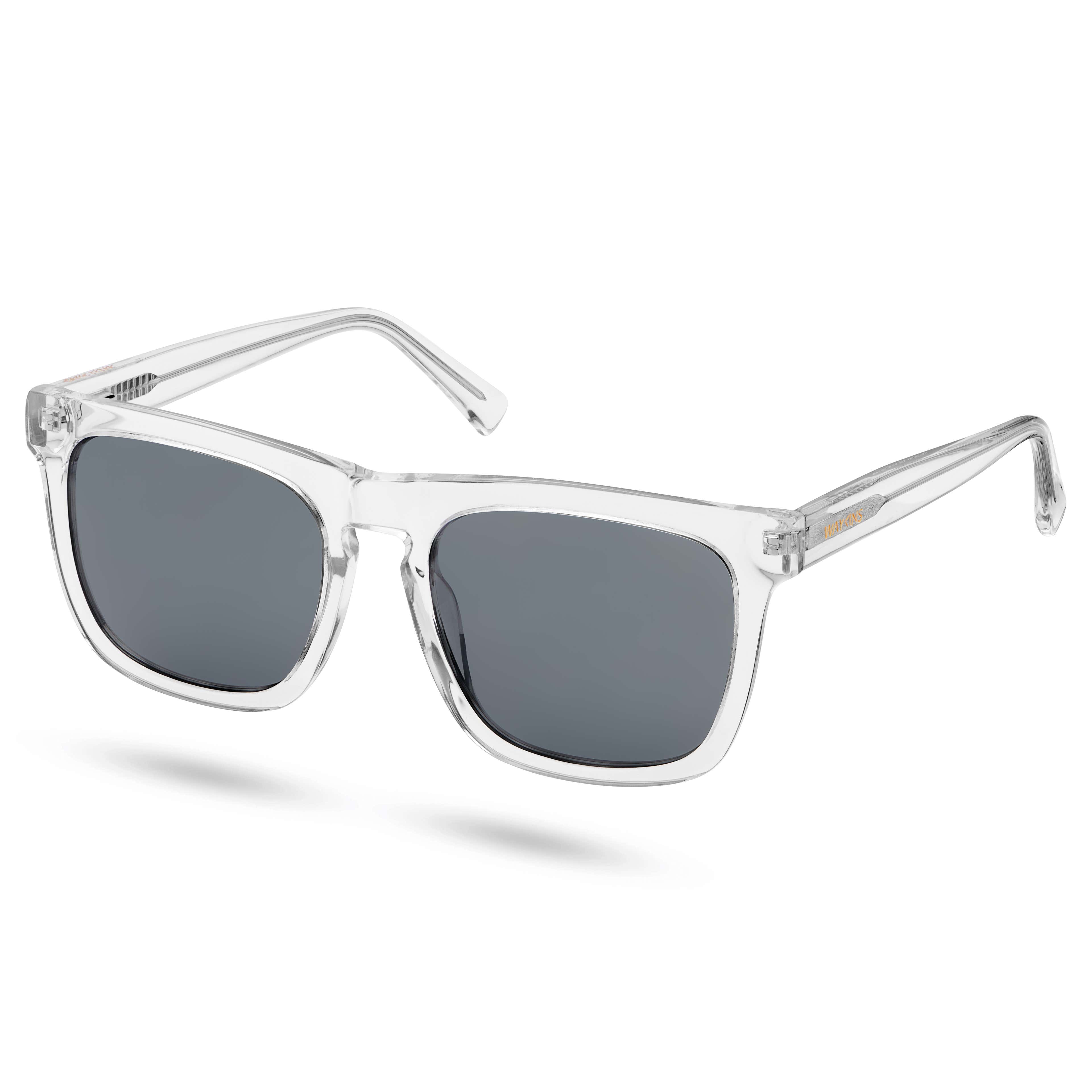 Retro Transparent Polarised Smokey Sunglasses