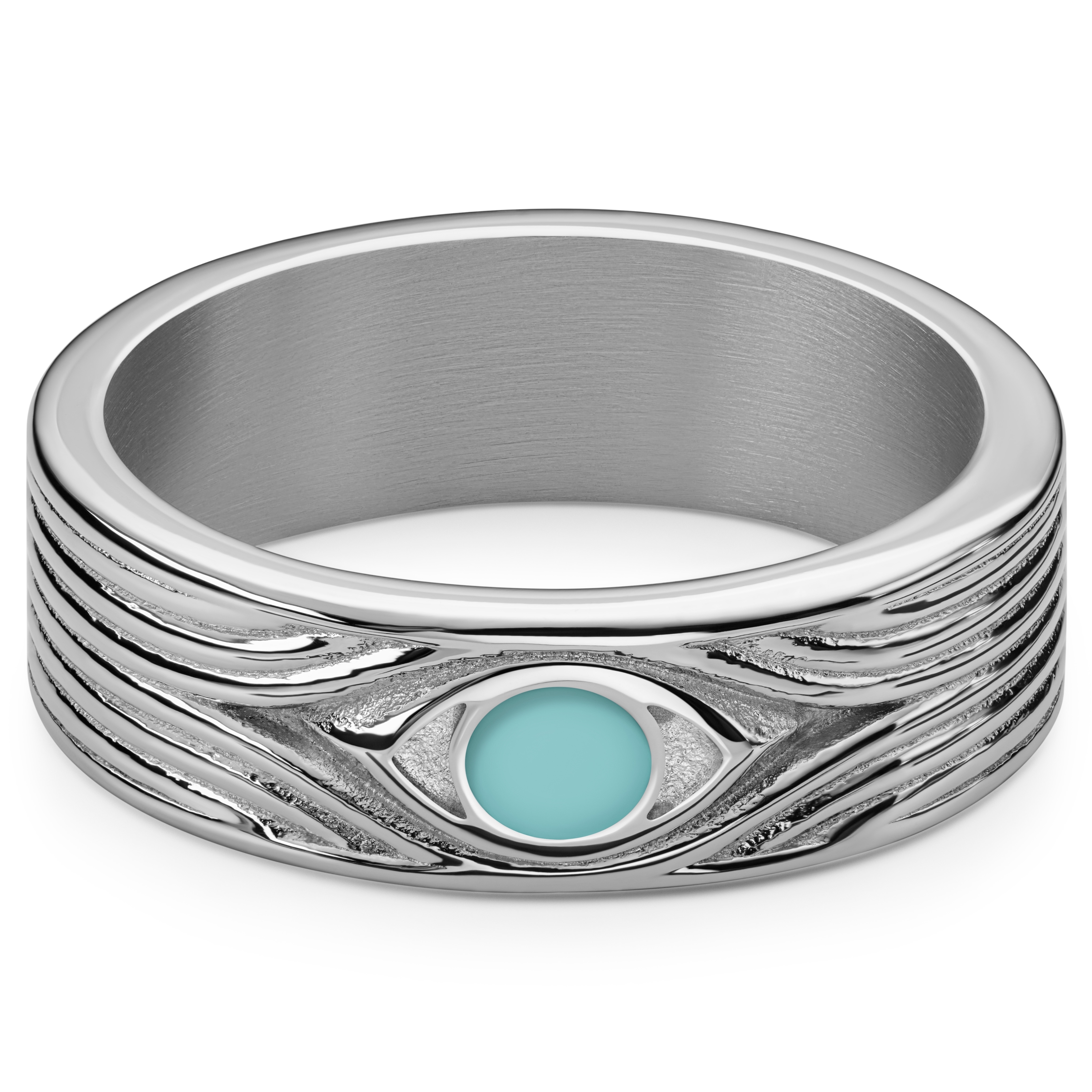 Evil Eye | Anillo de acero inoxidable plateado de 7 mm  - 2