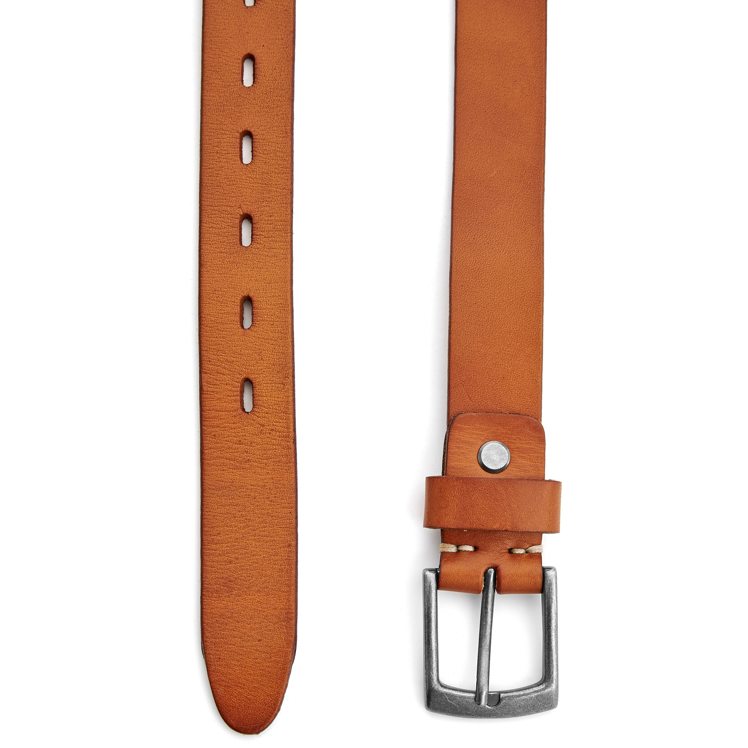 Cinturón fino de cuero color marrón rojizo - 2