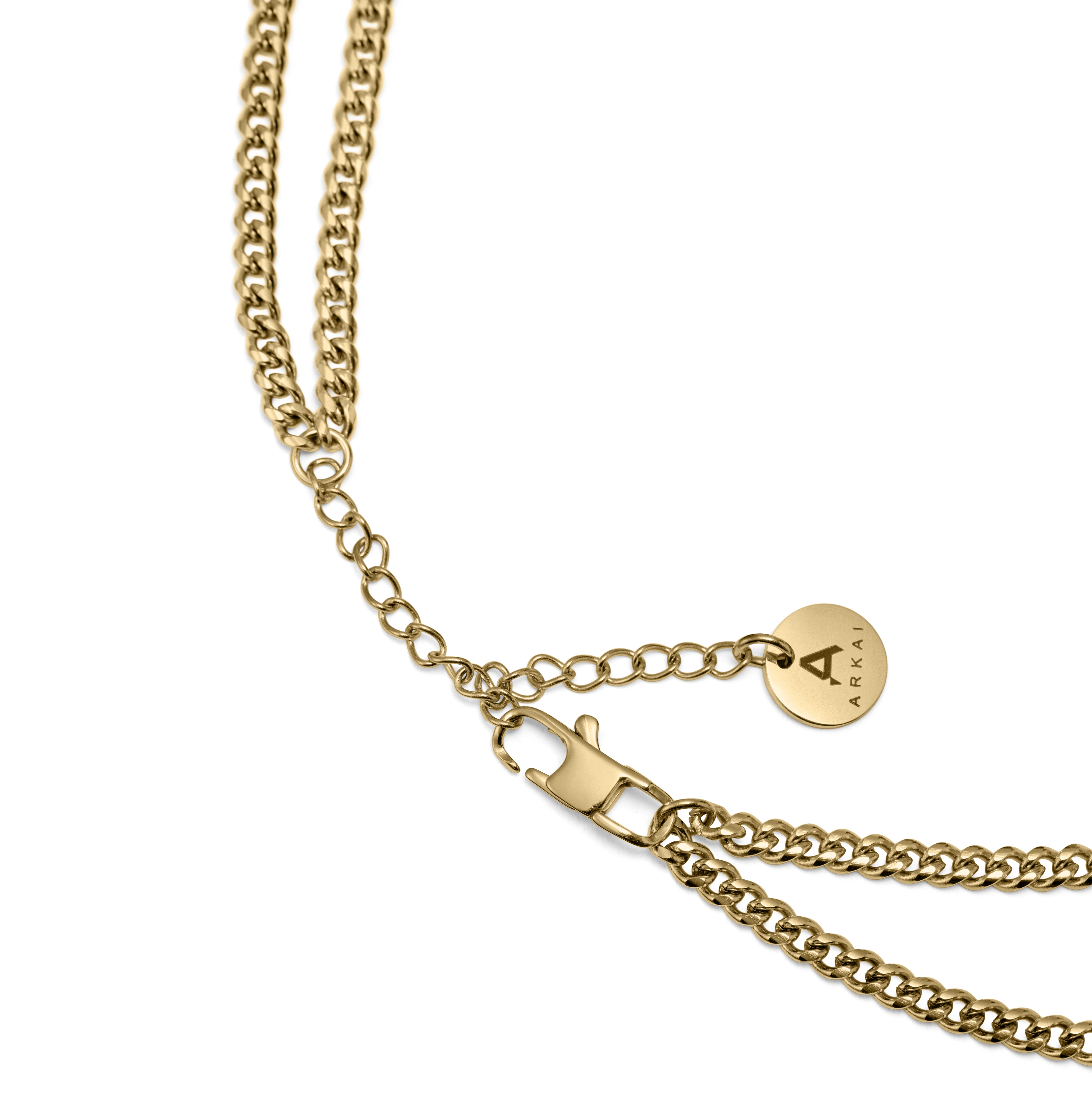 Rico | 3 mm Gold-Tone Double Layered Curb Chain Necklace - 5