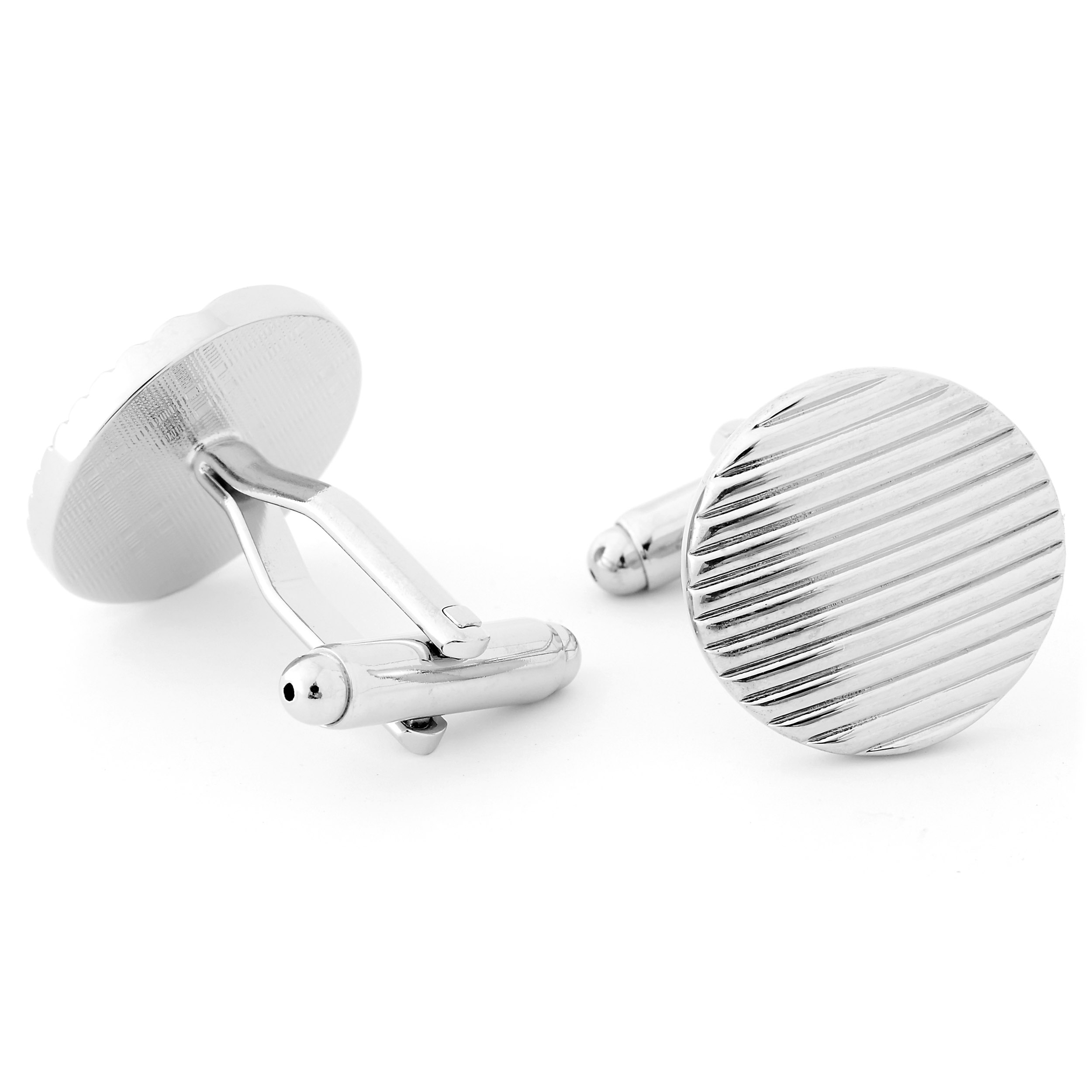 Circular Silver-Tone Cufflinks - 2