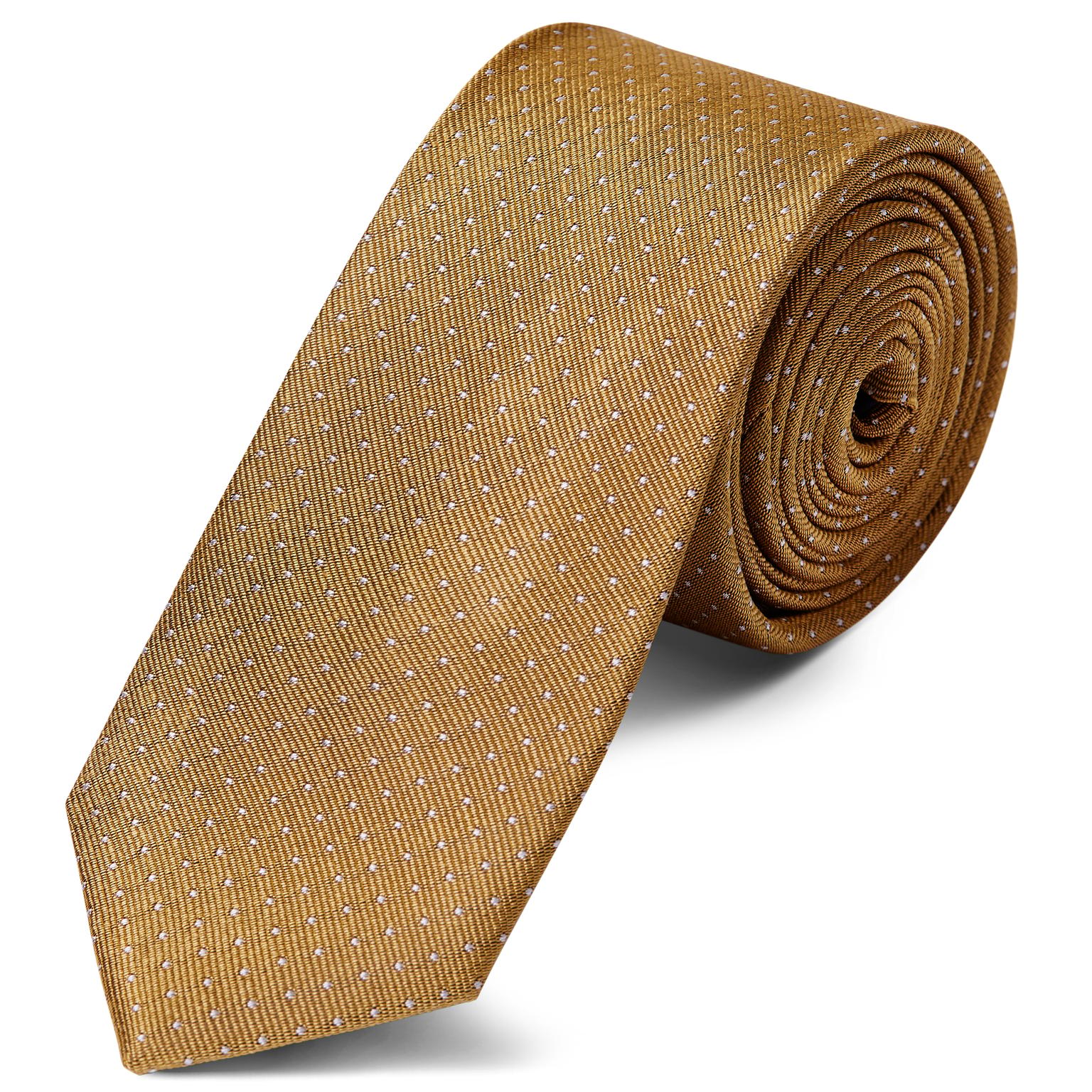 Gold Polka Dot Silk 6cm Tie Gold Polka Dot Silk 6cm Tie