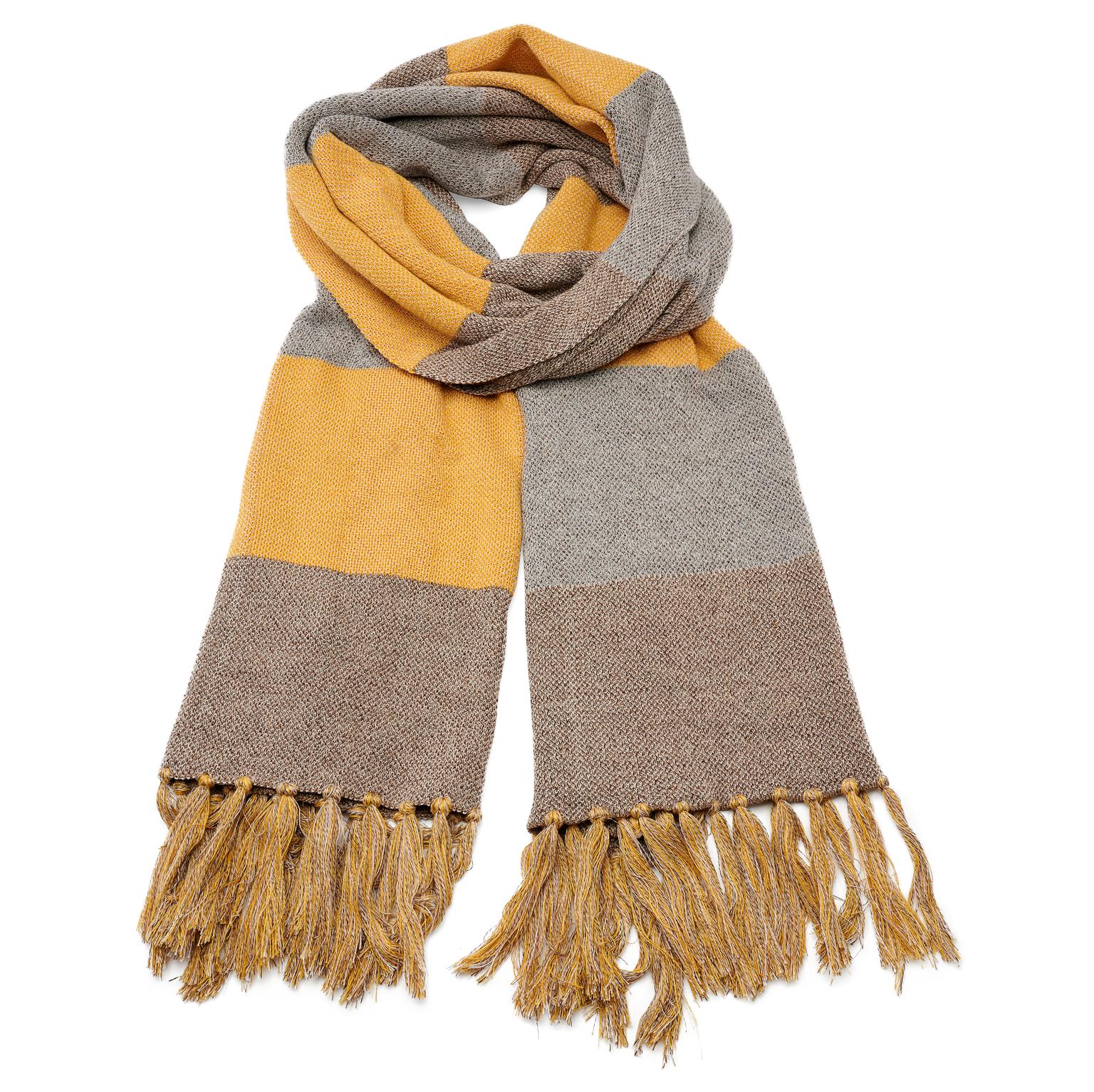 Hiems | Écharpe à carreaux en coton recyclé marron et jaune Hiems | Écharpe à carreaux en coton recyclé marron et jaune