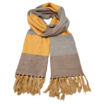Hiems | Braun und gelb karierter Schal aus recycelter Baumwolle