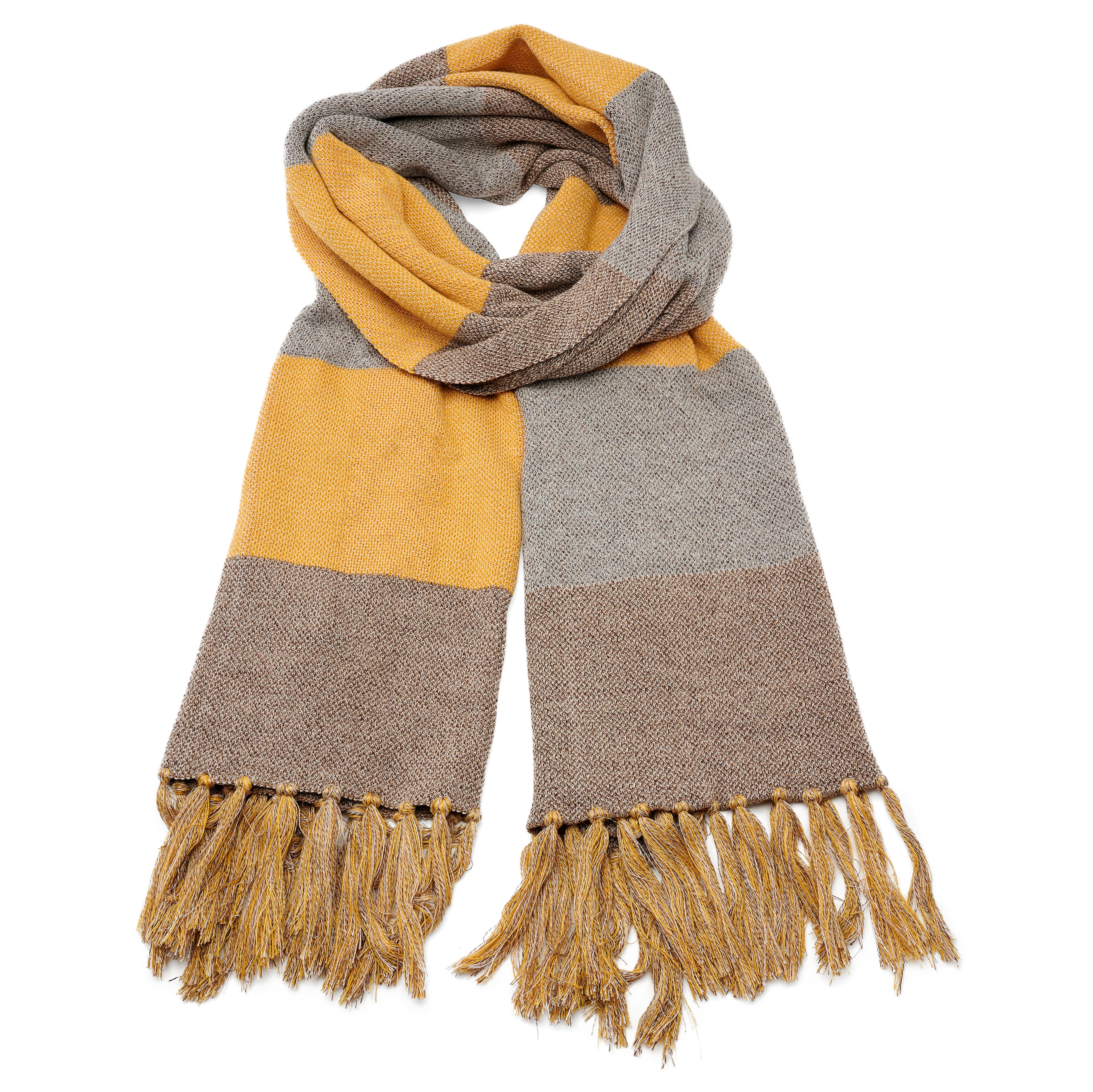 Hiems | Braun und gelb karierter Schal aus recycelter Baumwolle