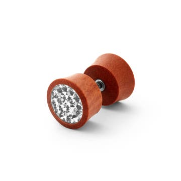 10 mm Brown Sawo Wood & Zirconia Stud Earring 10 mm Brown Sawo Wood & Zirconia Stud Earring