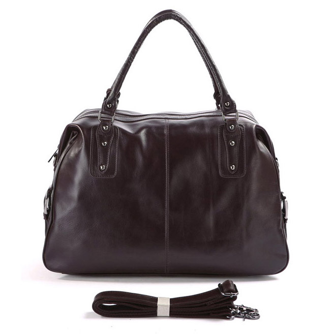 Ciemnobrązowa skórzana torba podróżna - 4