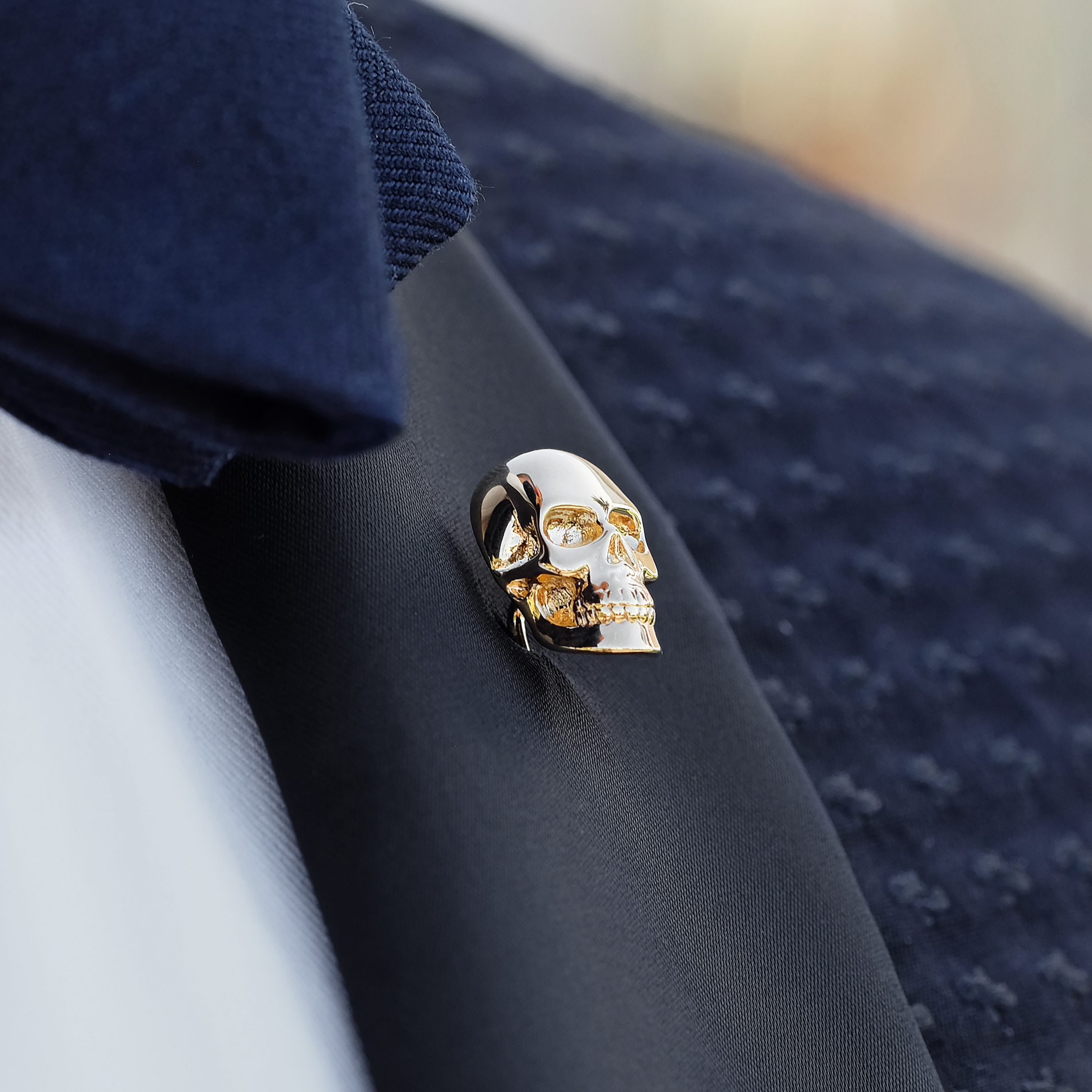 Gold Totenkopf 925er Reversnadel - 3