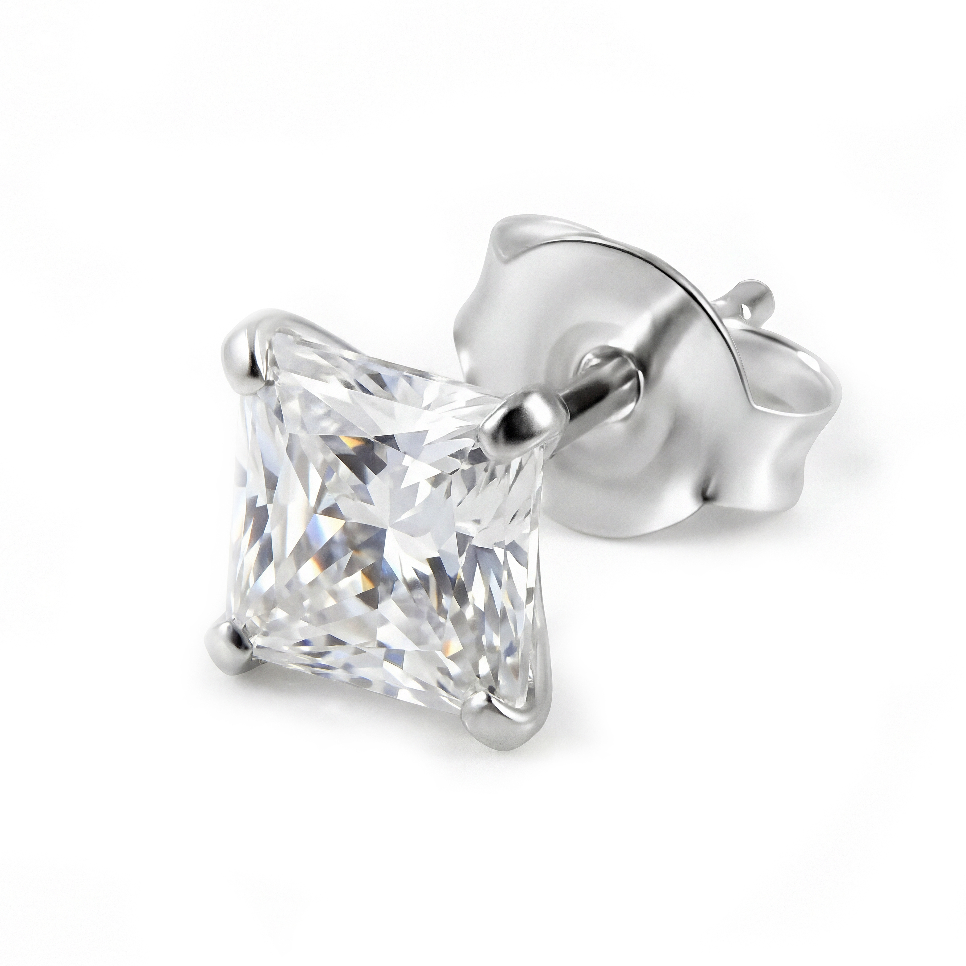 Lucid | 10 mm fyrkantigt stiftörhänge i 925 sterlingsilver med zirkonia