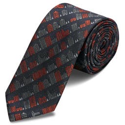 Dark Grey & Red Winter Wonderland Polyester Tie