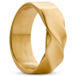 Evan | 8 mm Matte Gold-Tone Twisted Ring