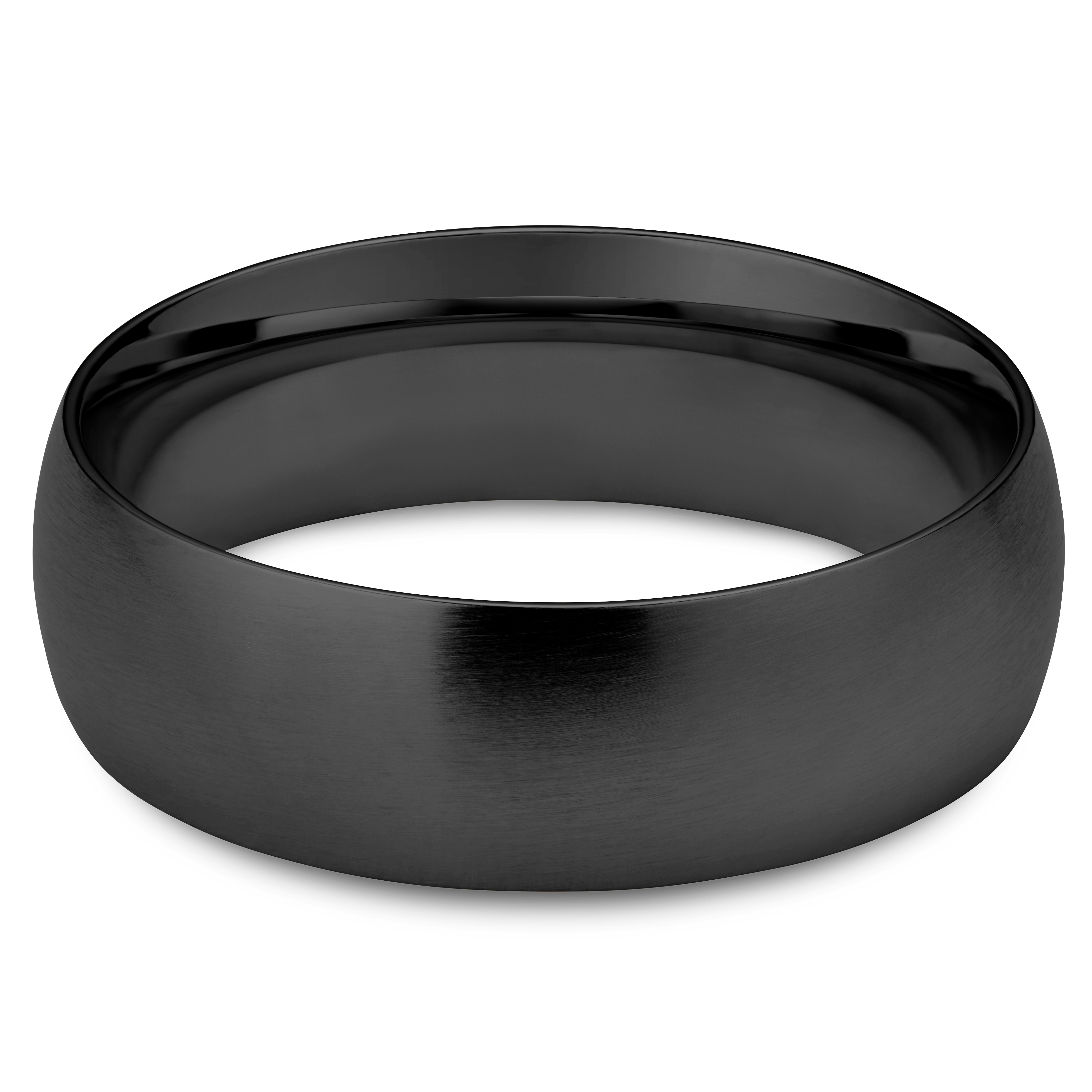 Gemologica Men's Stainless Steel Black Leather Keychain Ring