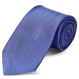 Corbata de 8 cm de seda en azul intenso con lunares