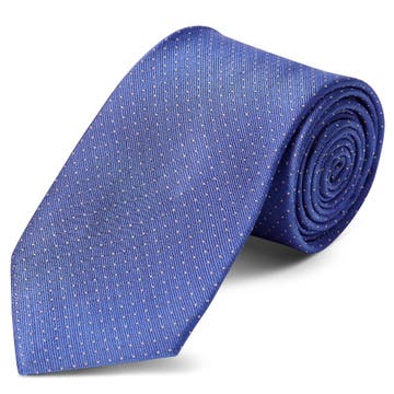 Cravate en soie bleu pastel à pois blancs - 8 cm