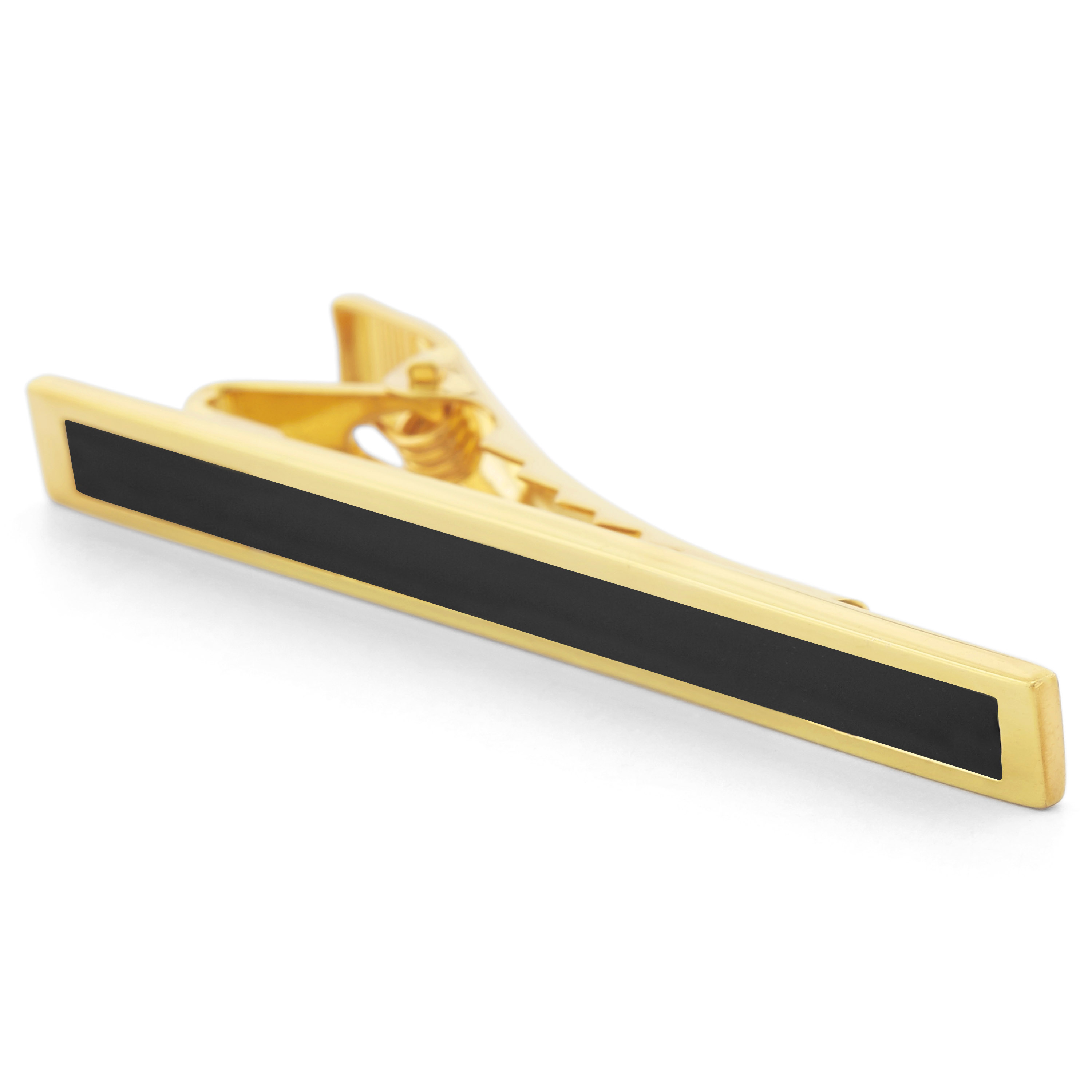 Fermacravatta dorato con intarsio nero in argento 925 - 3