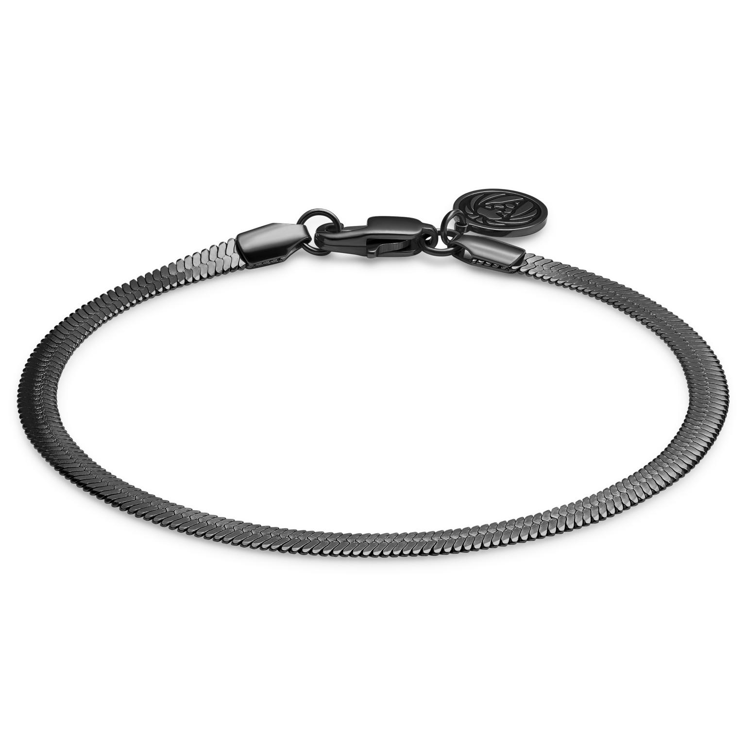 Essentials | 4 mm Gunmetal Black Herringbone Chain Bracelet Essentials | 4 mm Gunmetal Black Herringbone Chain Bracelet