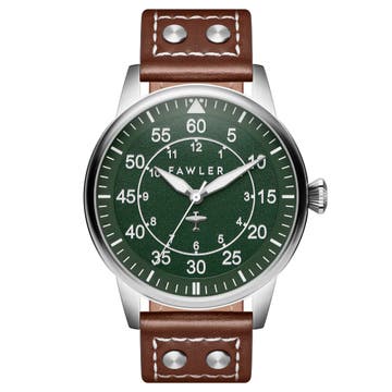 Apollo | Groen en zilverkleurig pilotenhorloge van roestvrij staal