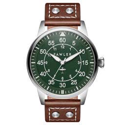 Apollo | Green and Silver-tone Stainless Steel Pilot’s Watch