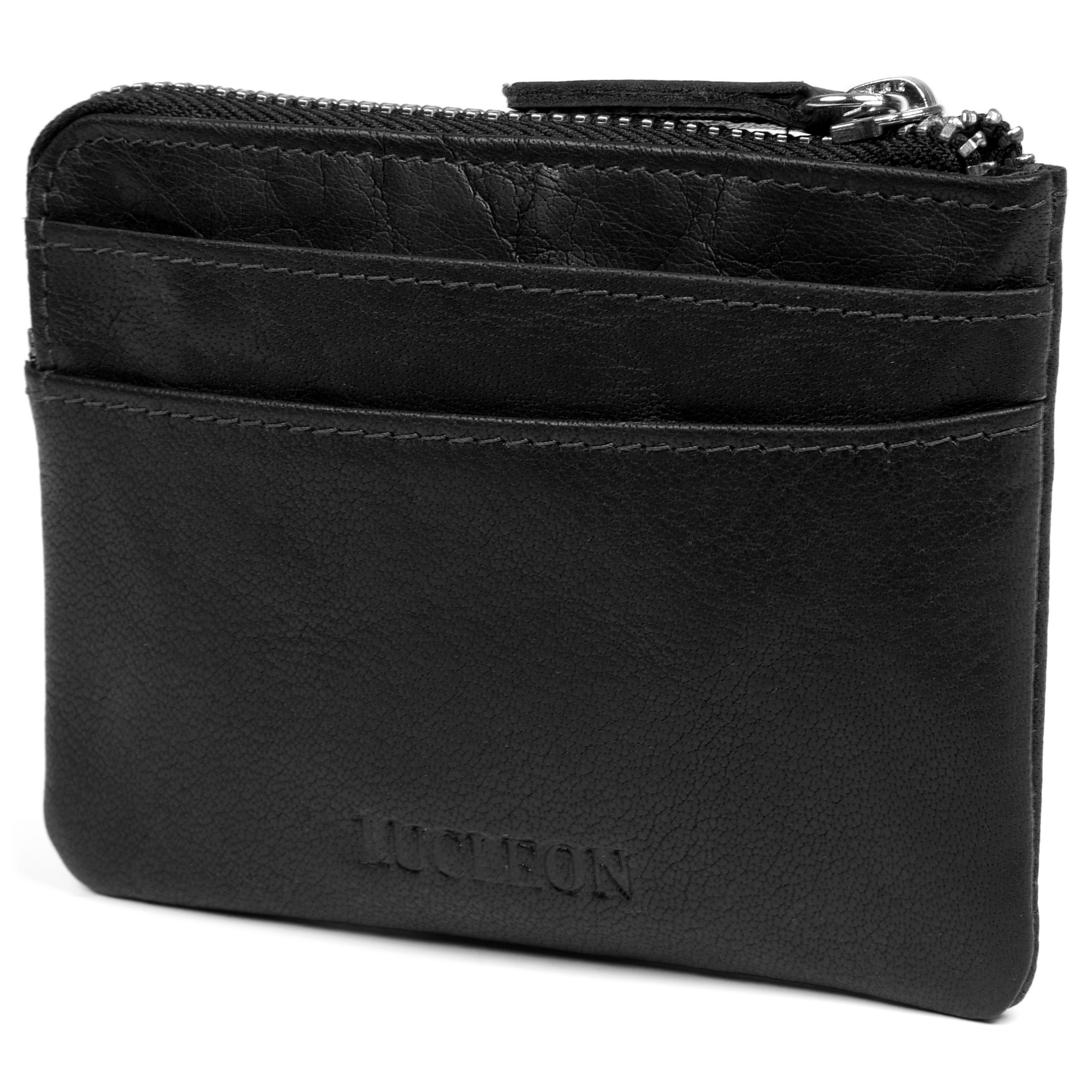 Montreal | Zipped Black RFID Leather Pouch
