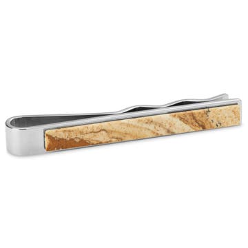 Geo Remix | Silver-Tone & Madagascar Stone Stainless Steel Tie Bar Geo Remix | Silver-Tone & Madagascar Stone Stainless Steel Tie Bar