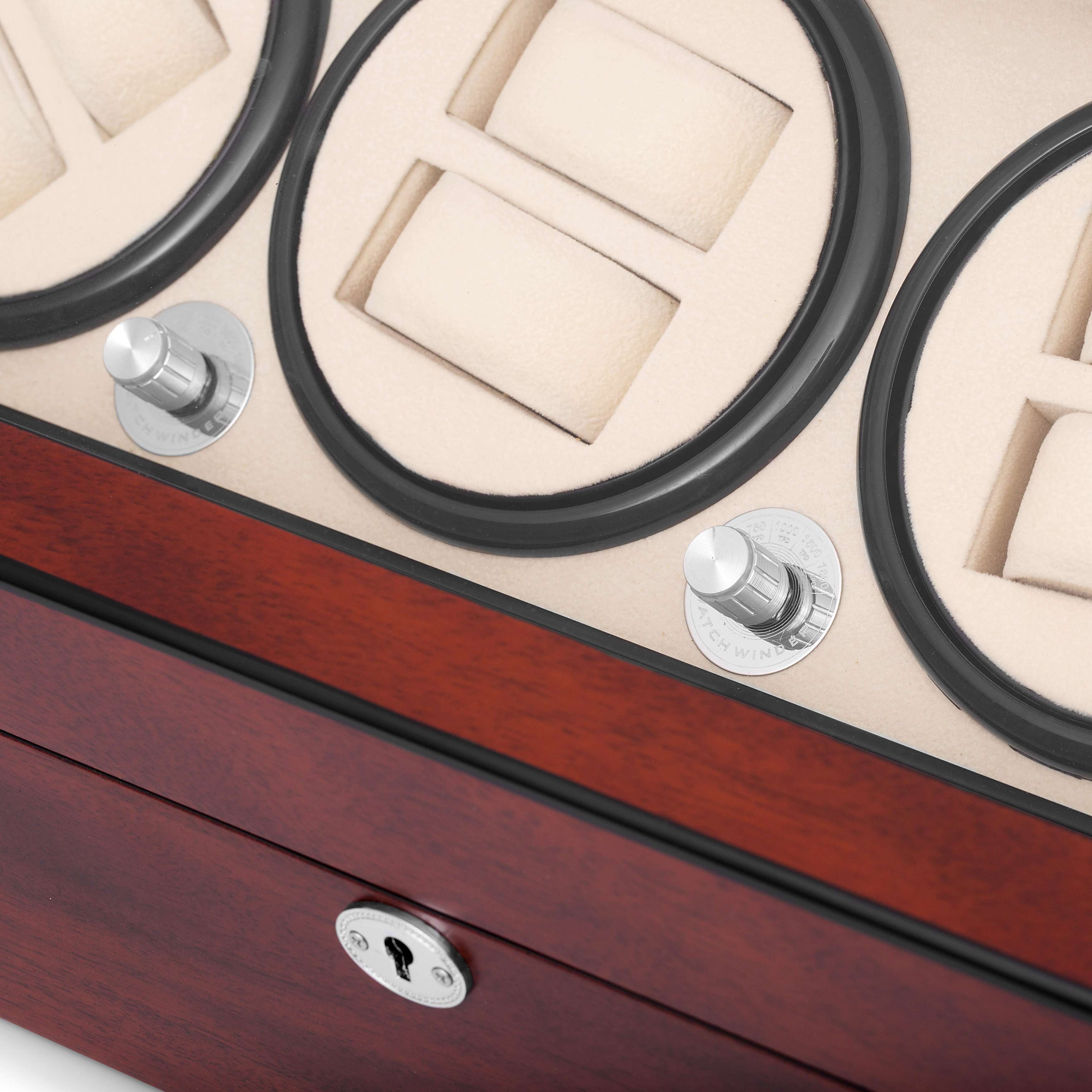 XL Cherry Wood Watch Winder & Storage Box - 20 Watches - 11