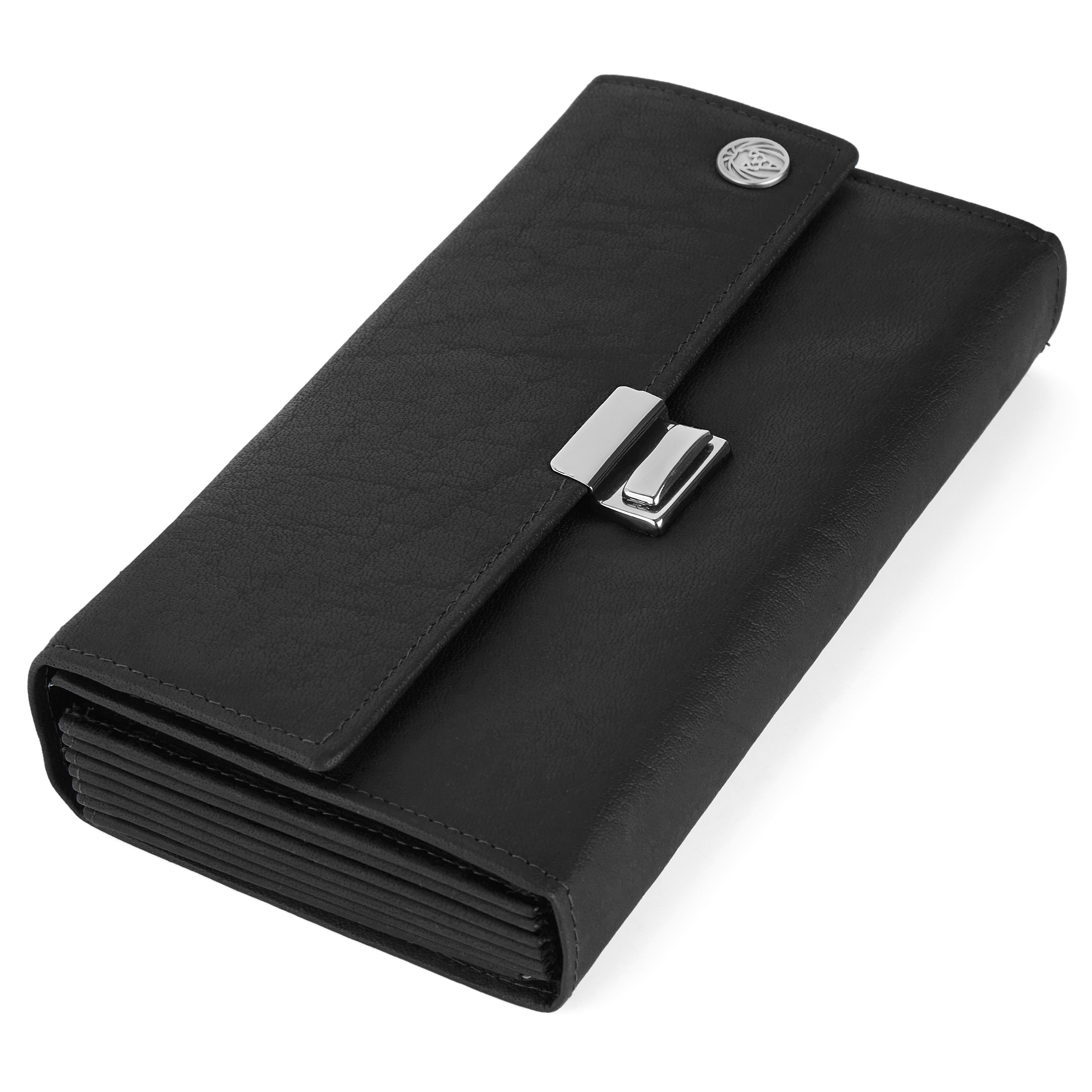 Cartera clásica estilo acordeón de cuero negro Oxford - 5