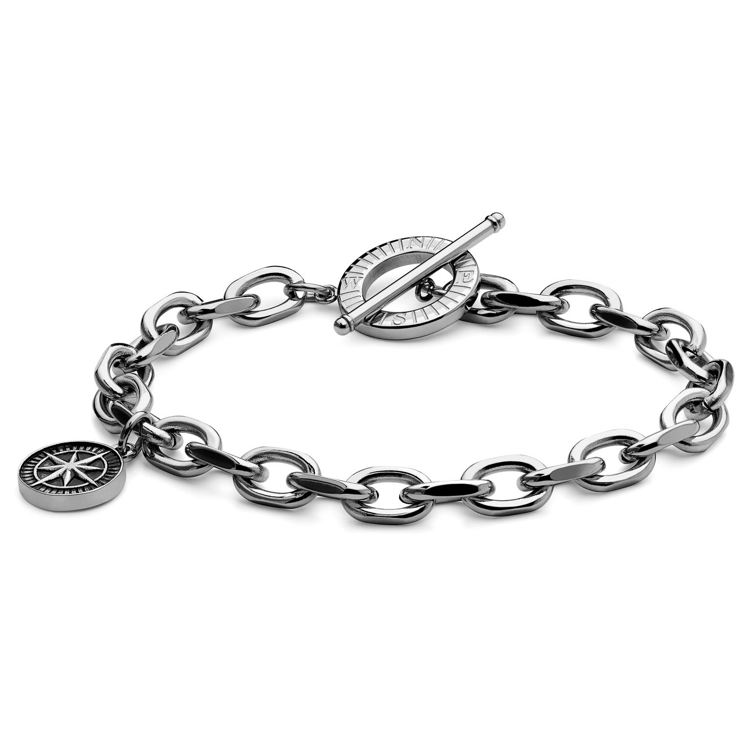 Atlas | Pulsera de acero plateado con colgante de estrella del norte Atlas | Pulsera de acero plateado con colgante de estrella del norte