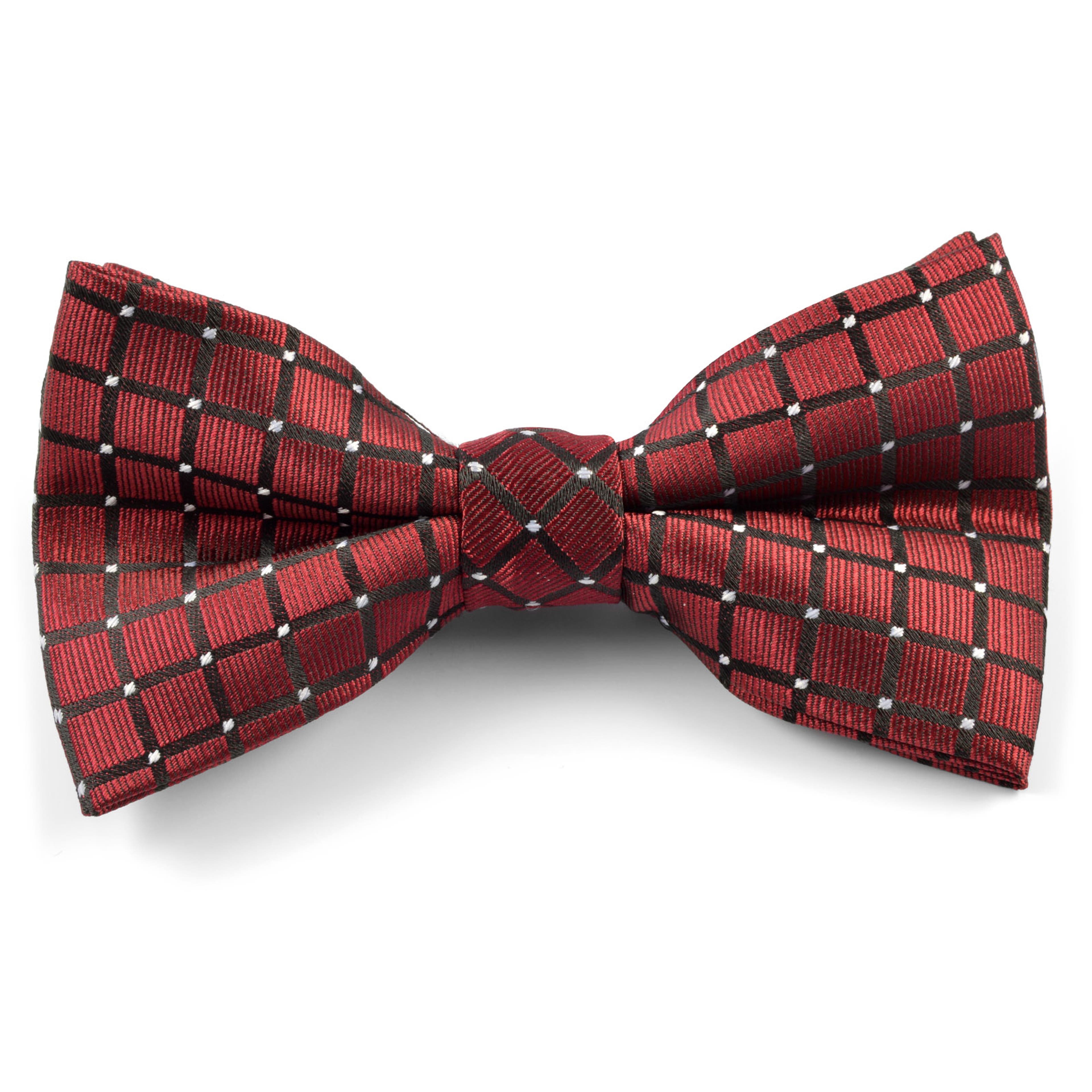 Bordeaux & Black Chequered Pre-Tied Bow Tie