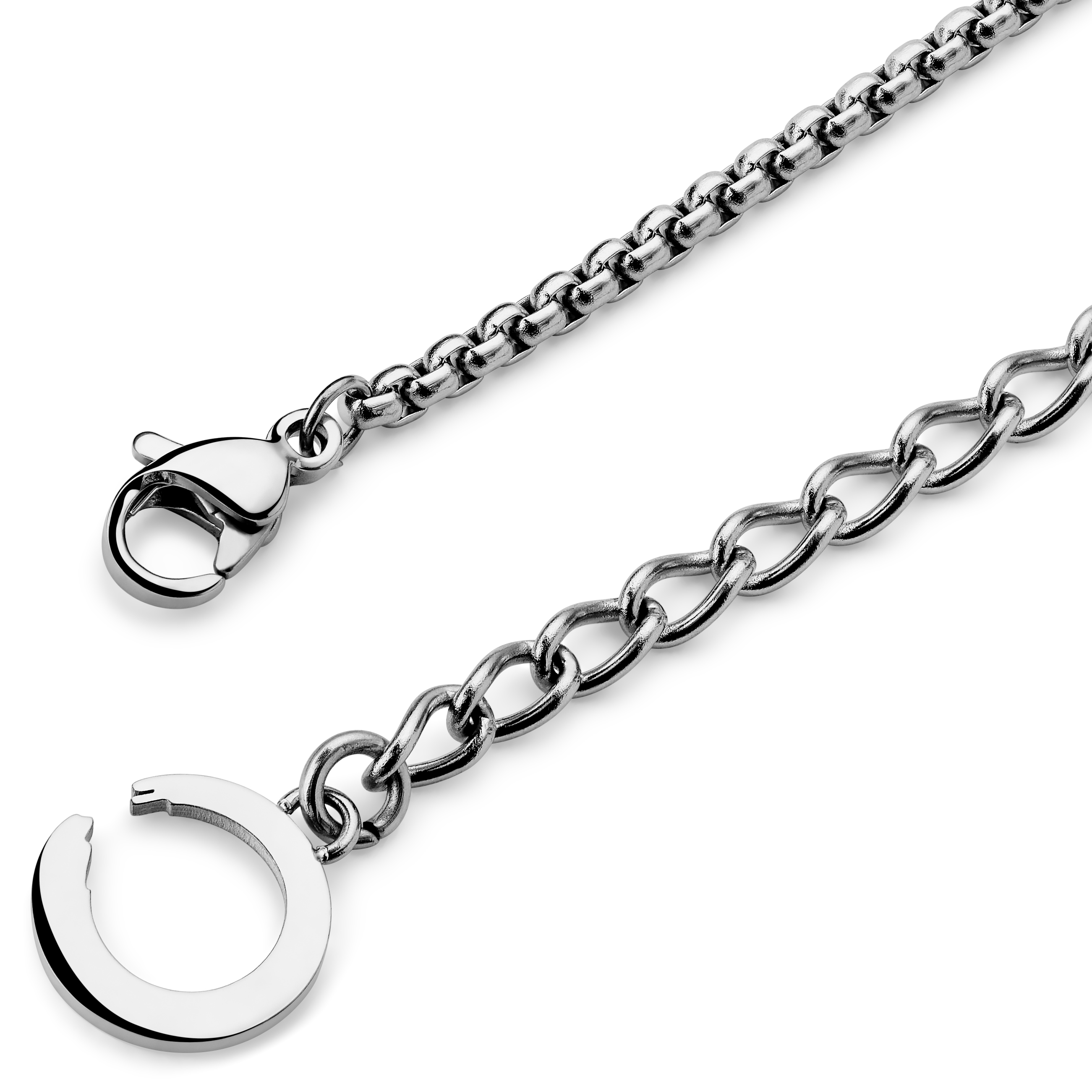 Egan | Silberfarbener Edelstahl-Zirkonia Teddybär-Anhänger mit Halskette (Box Chain) - 5