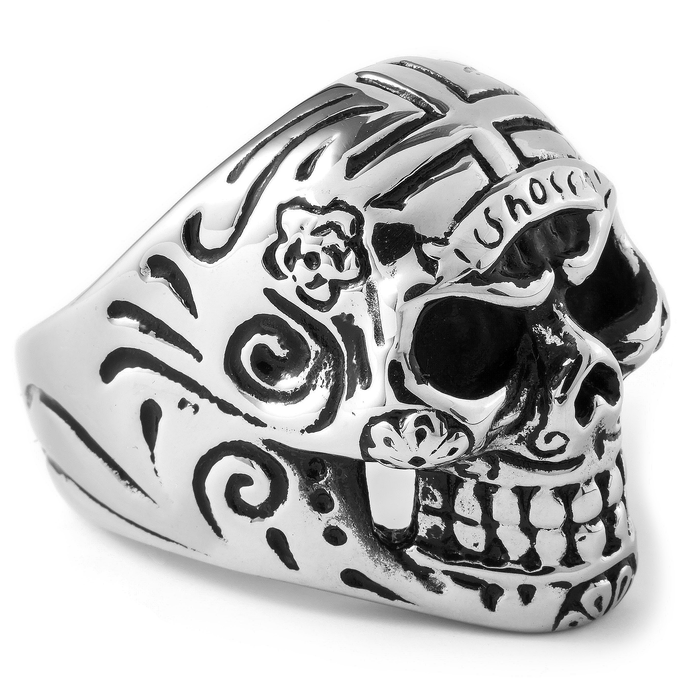 Steel Hippie Skull Ring - 3