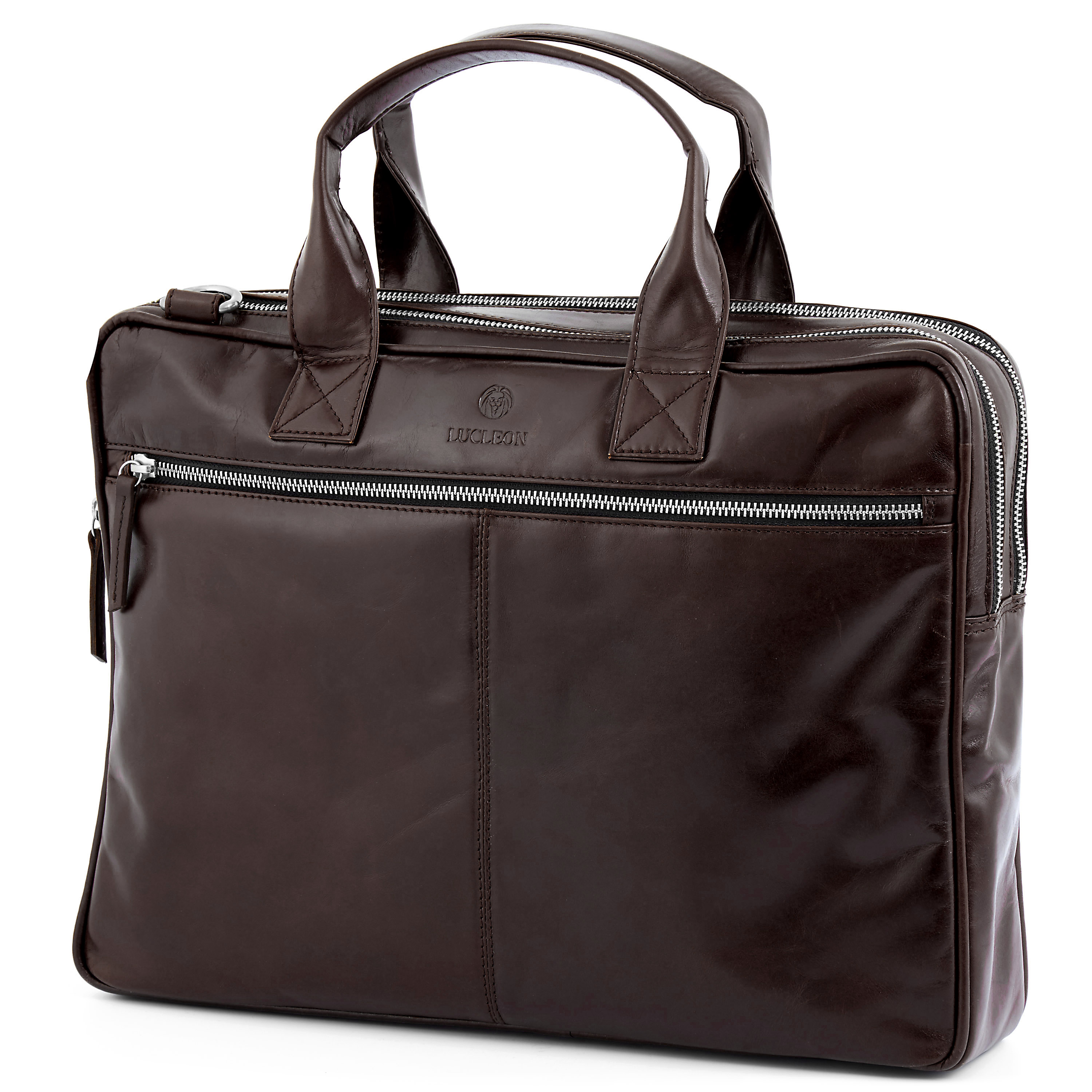 Tamnosmeđa torba za računalo Jasper s dvostrukim patentnim zatvaračem - 1