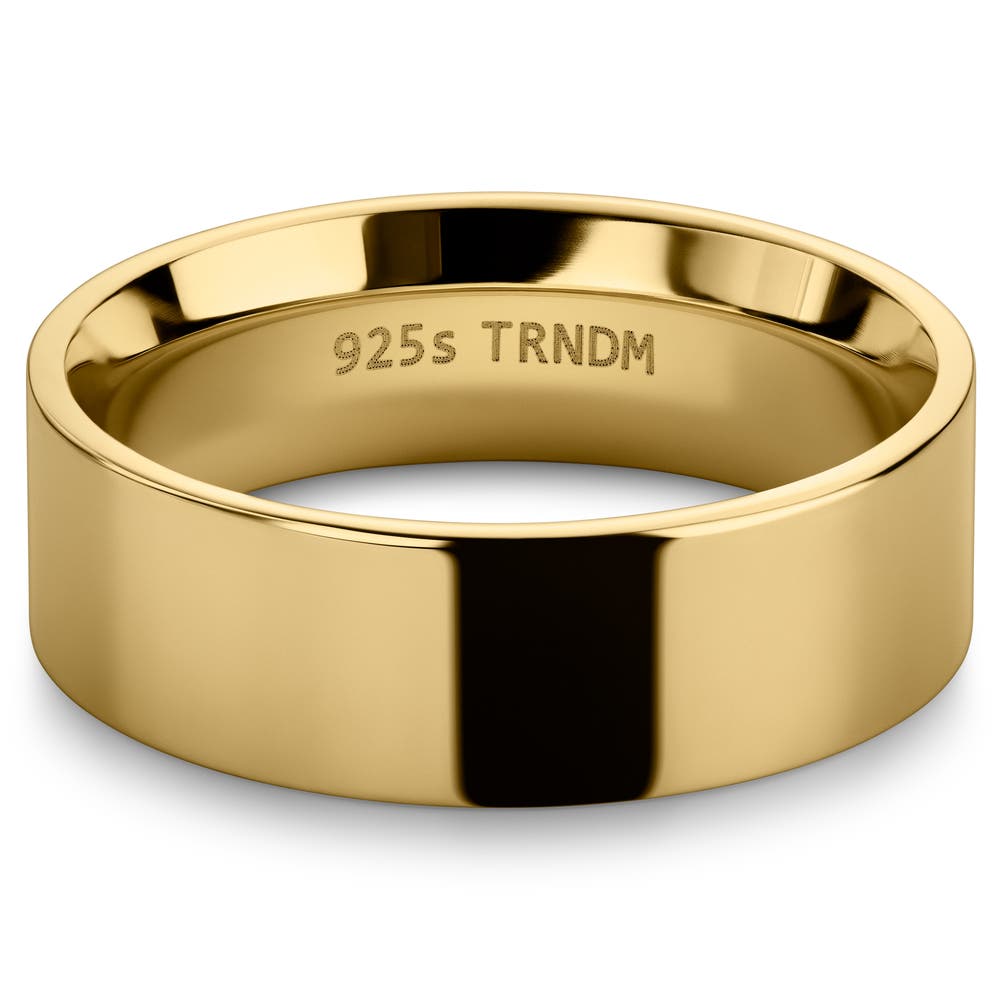 hover: 7 mm Poleret 14K Guldbelagt Sterling Sølv Ring hover: 7 mm Poleret 14K Guldbelagt Sterling Sølv Ring