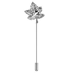 Silver-Tone Hollow Maple Leaf Lapel Pin