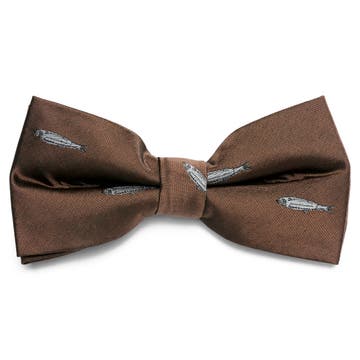 Nœud papillon pré-noué marron à motifs de poissons Nœud papillon pré-noué marron à motifs de poissons
