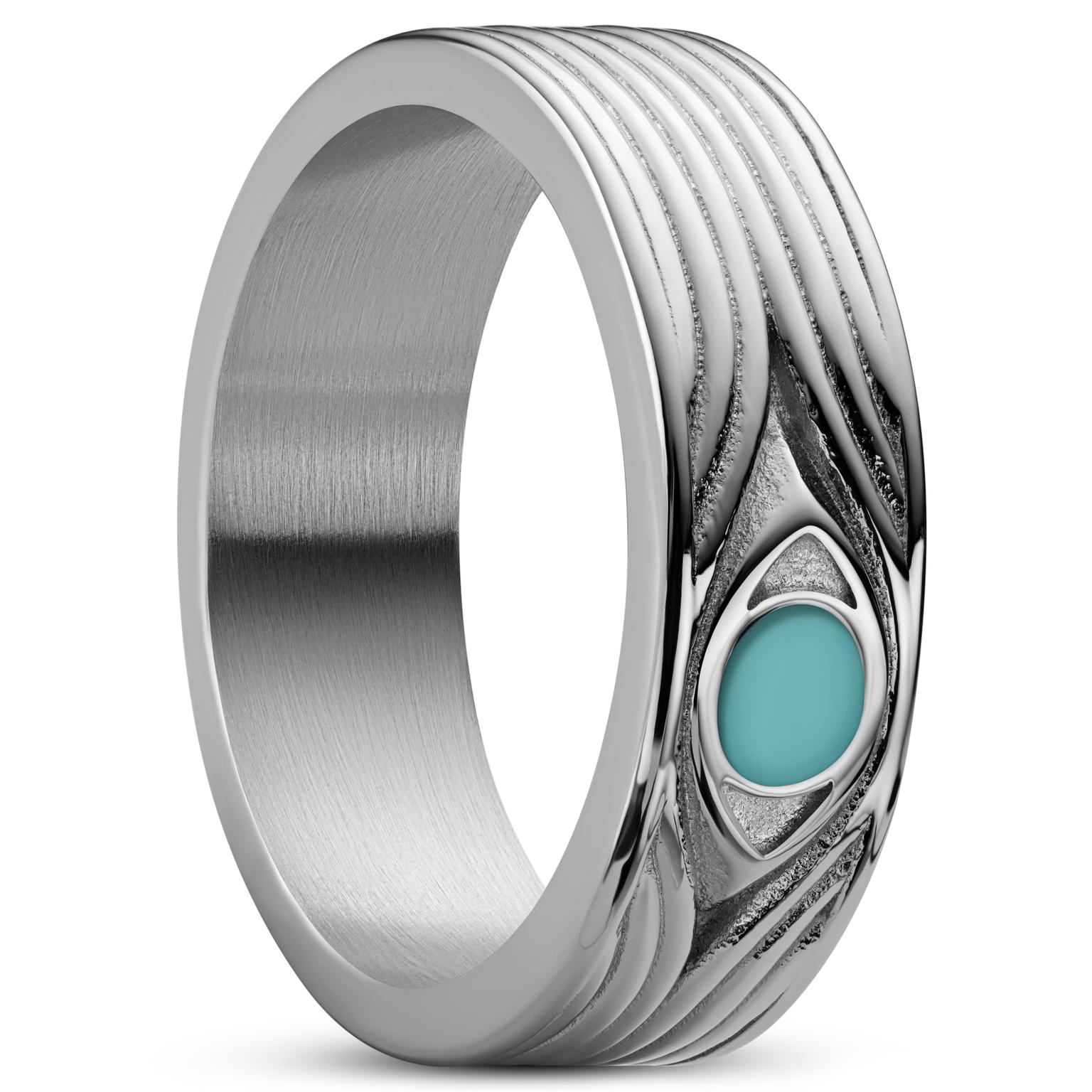Evil Eye | Bague en acier inoxydable argenté 7 mm Evil Eye | Bague en acier inoxydable argenté 7 mm