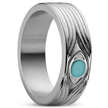 Evil Eye | 1/4" (7 mm) Silver-tone Stainless Steel Ring Evil Eye | 1/4" (7 mm) Silver-tone Stainless Steel Ring