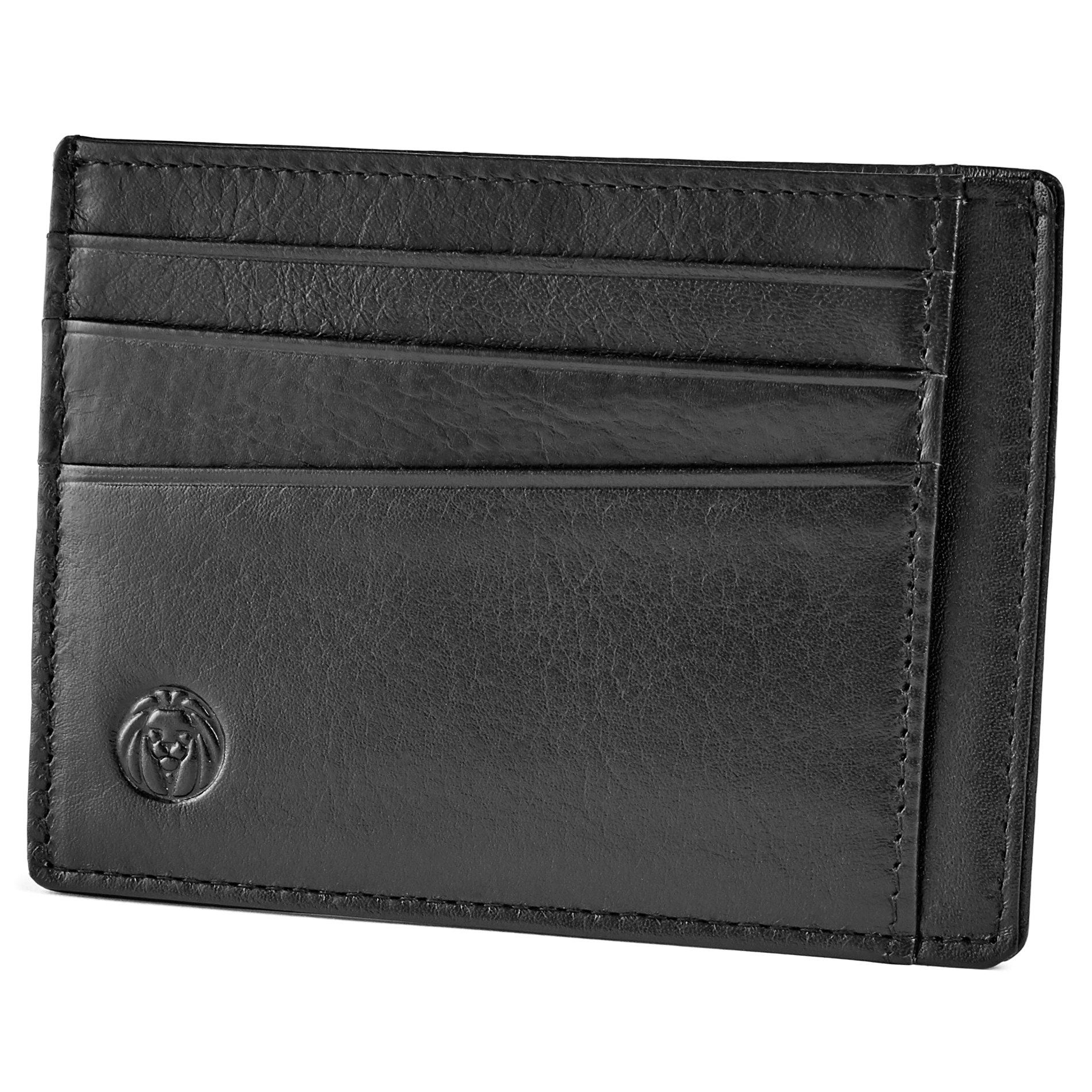 Compact Black Leather Card Holder - 3