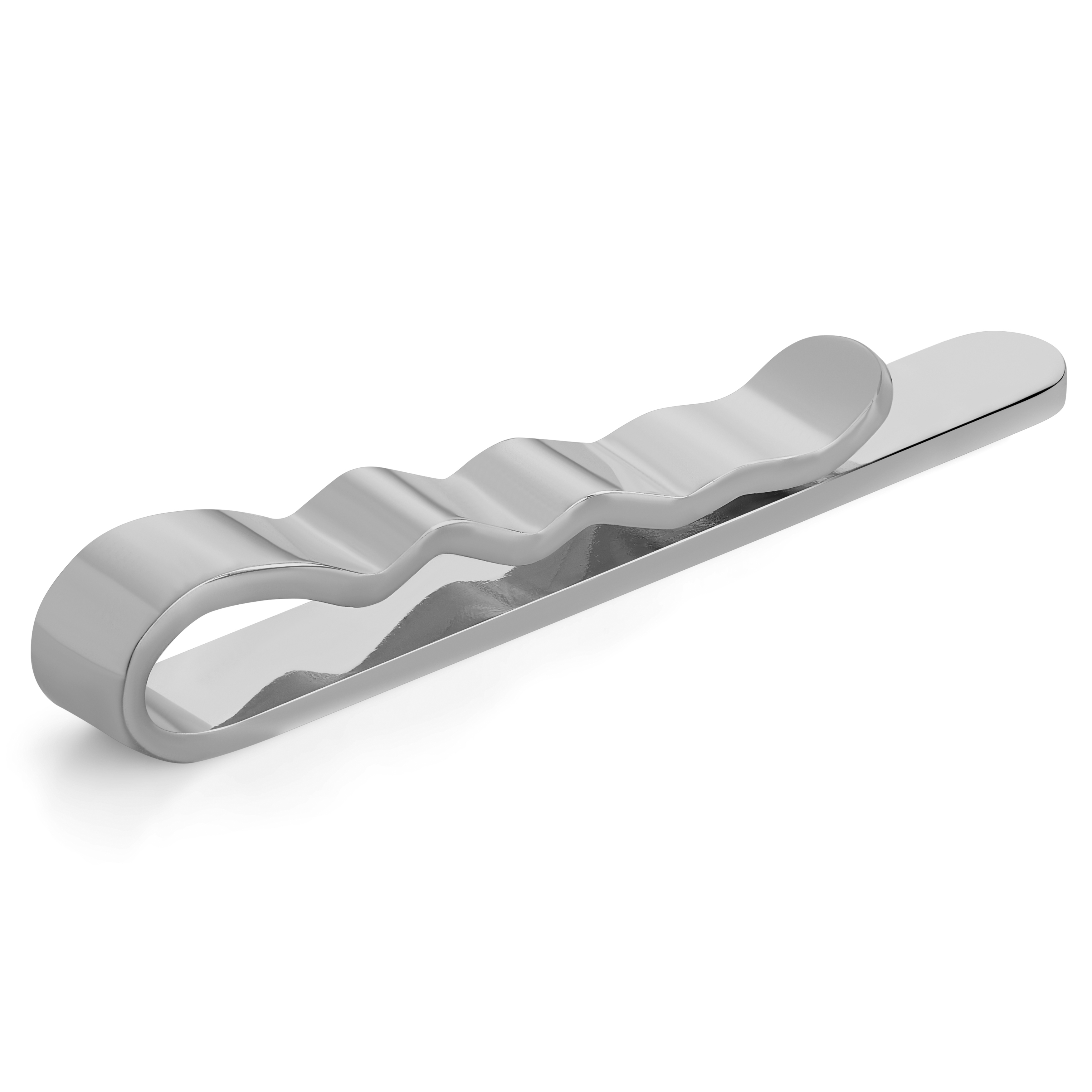 Polished Silver-Tone 2 1/8" (5.5 cm) Rounded Tie Bar - 4